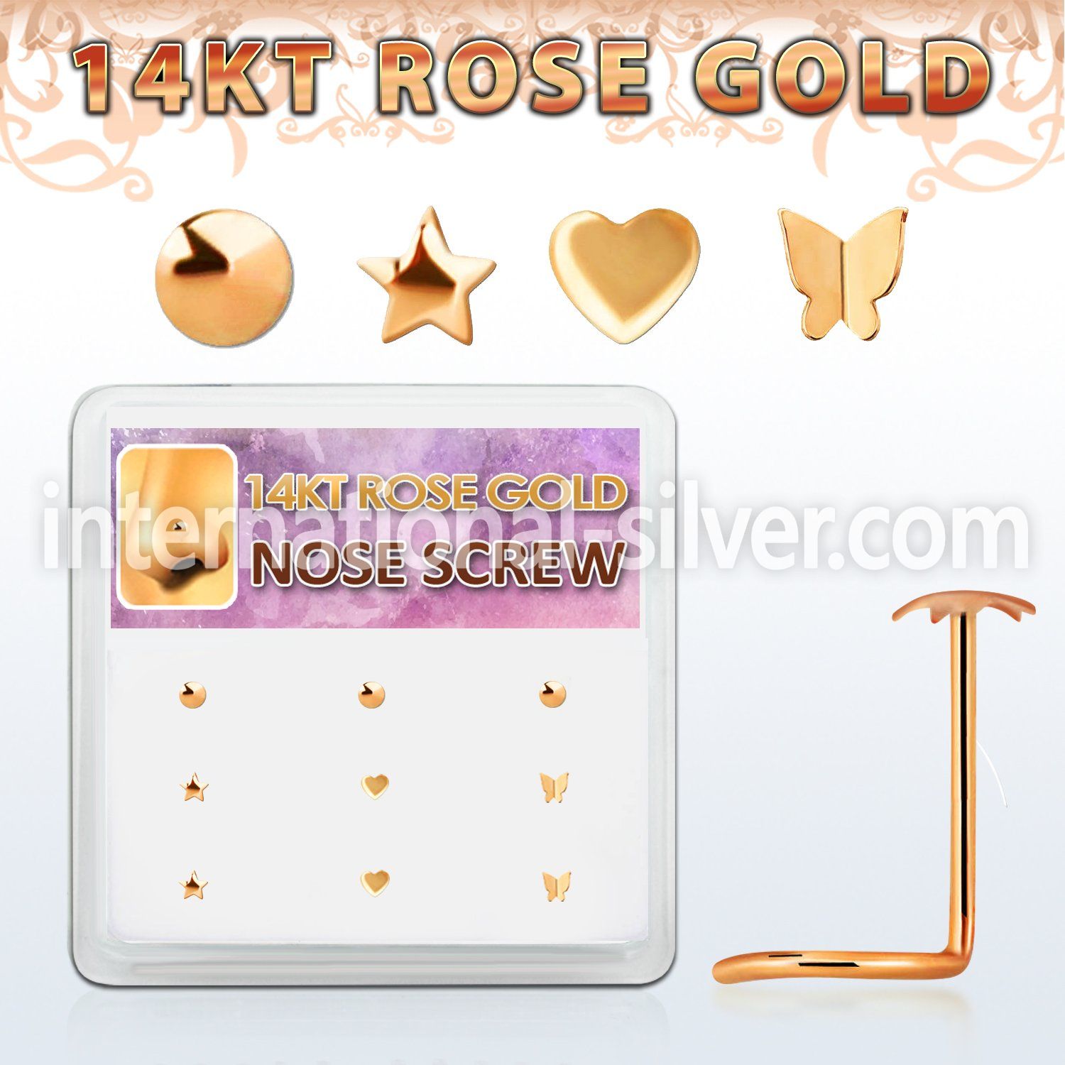 drsc4 l shape nose studs gold nose