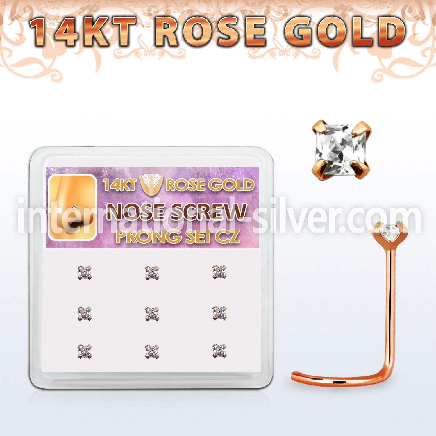 drsc6 l shape nose studs gold nose
