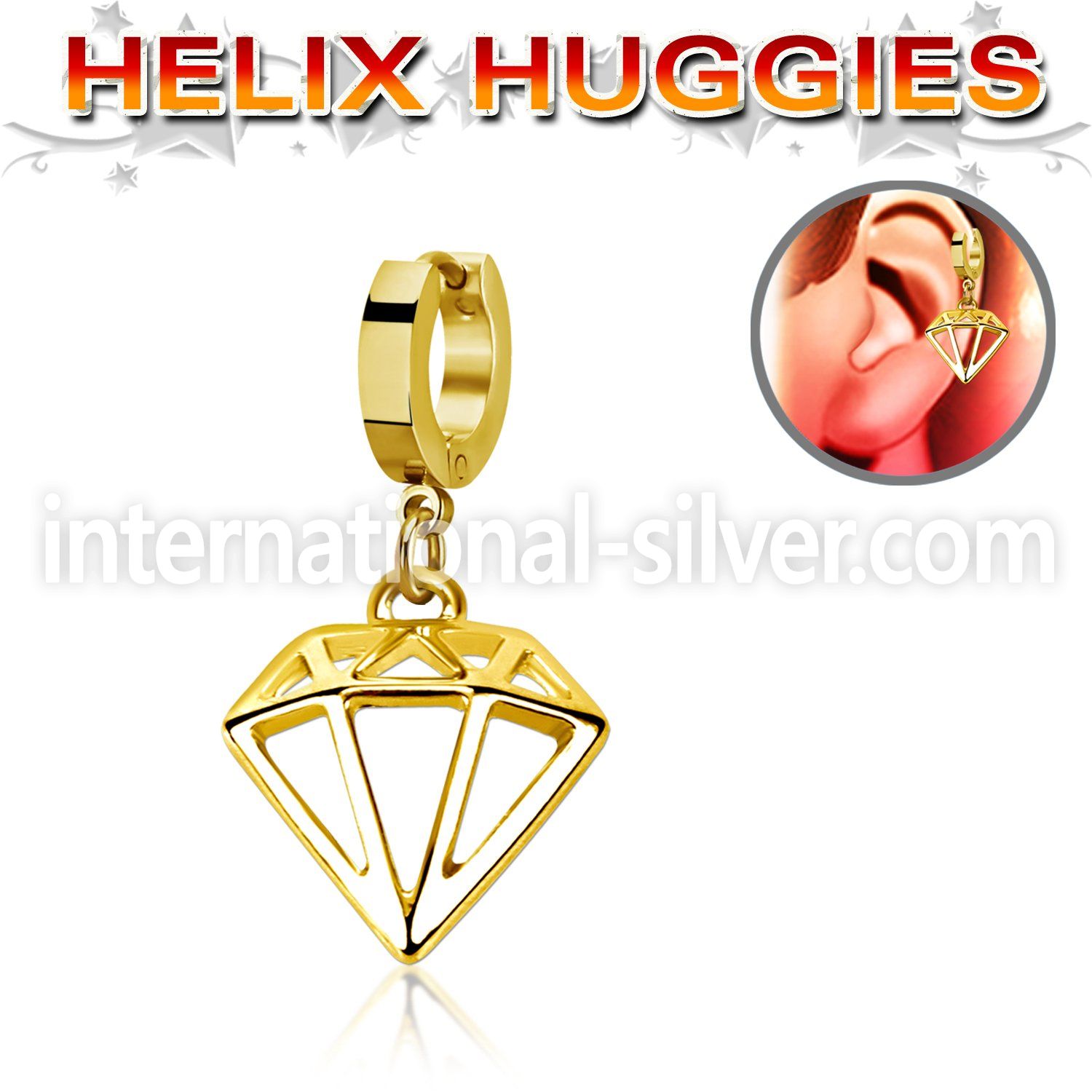 ehg575 stainless steel huggie piercing