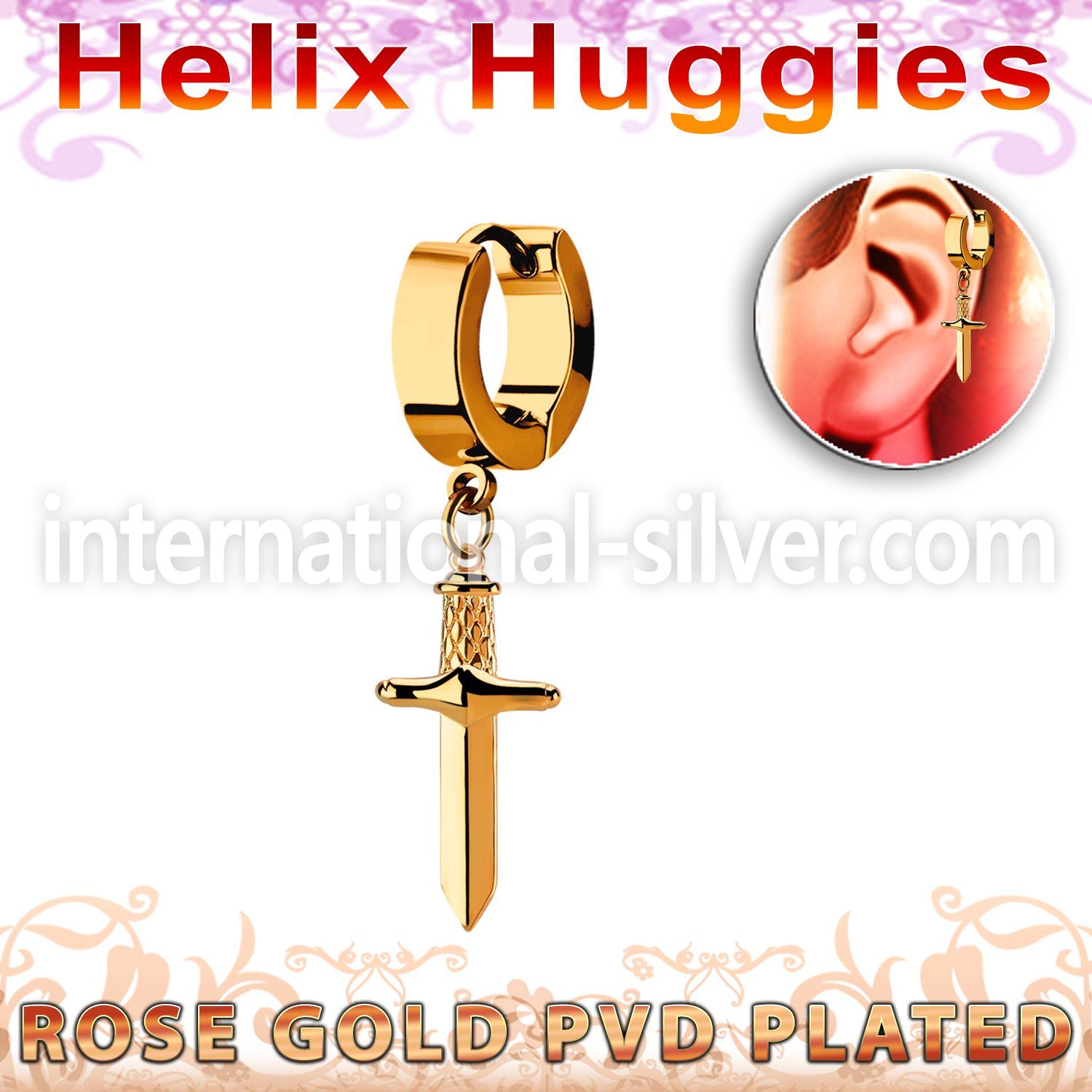 ehr768 +anodized surgical steel +huggie choose  piercing