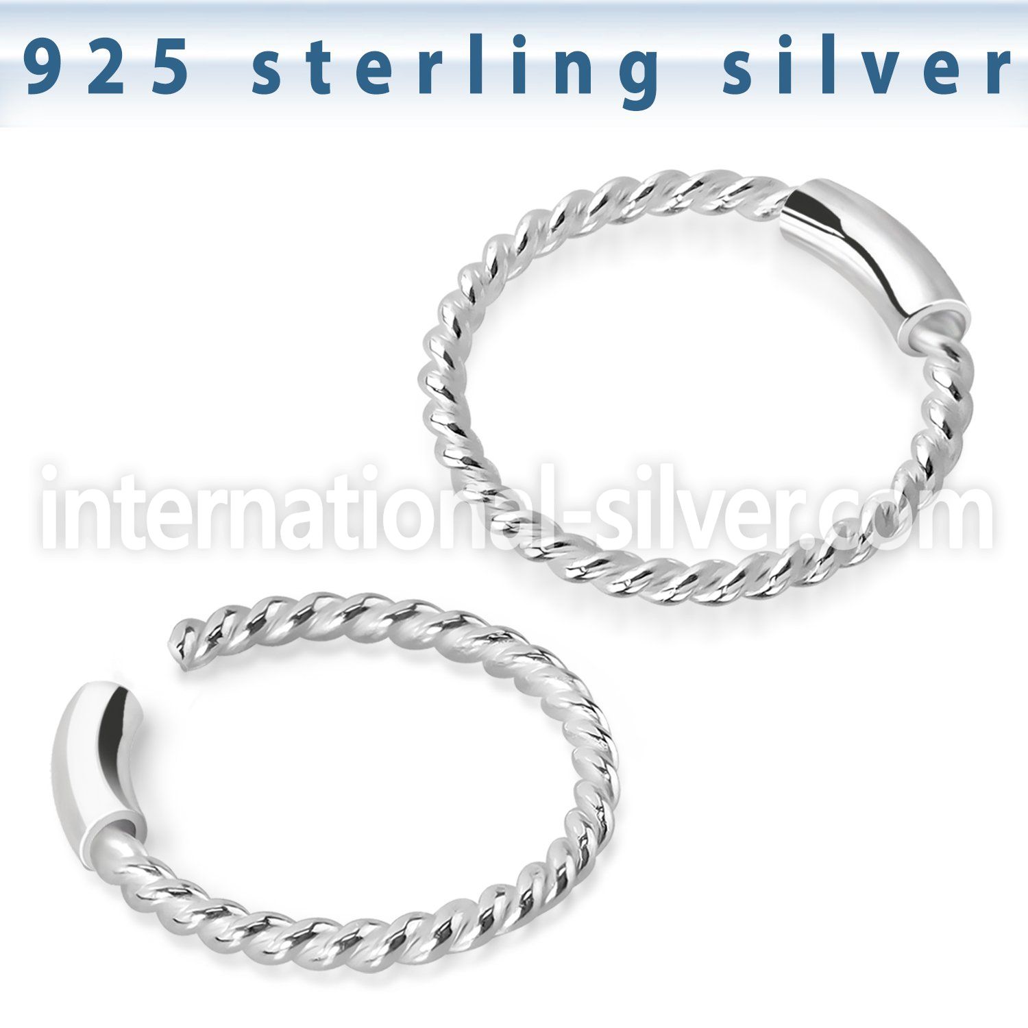 endw sterling silver endless nose ring hoop twisted wire