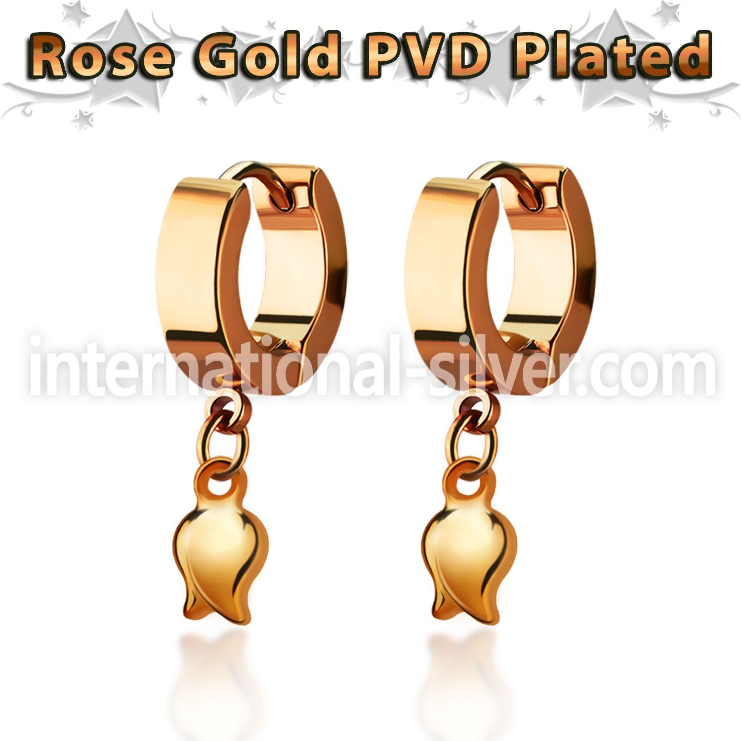 err767 rose gold stainless steel huggie earring w a tulip 