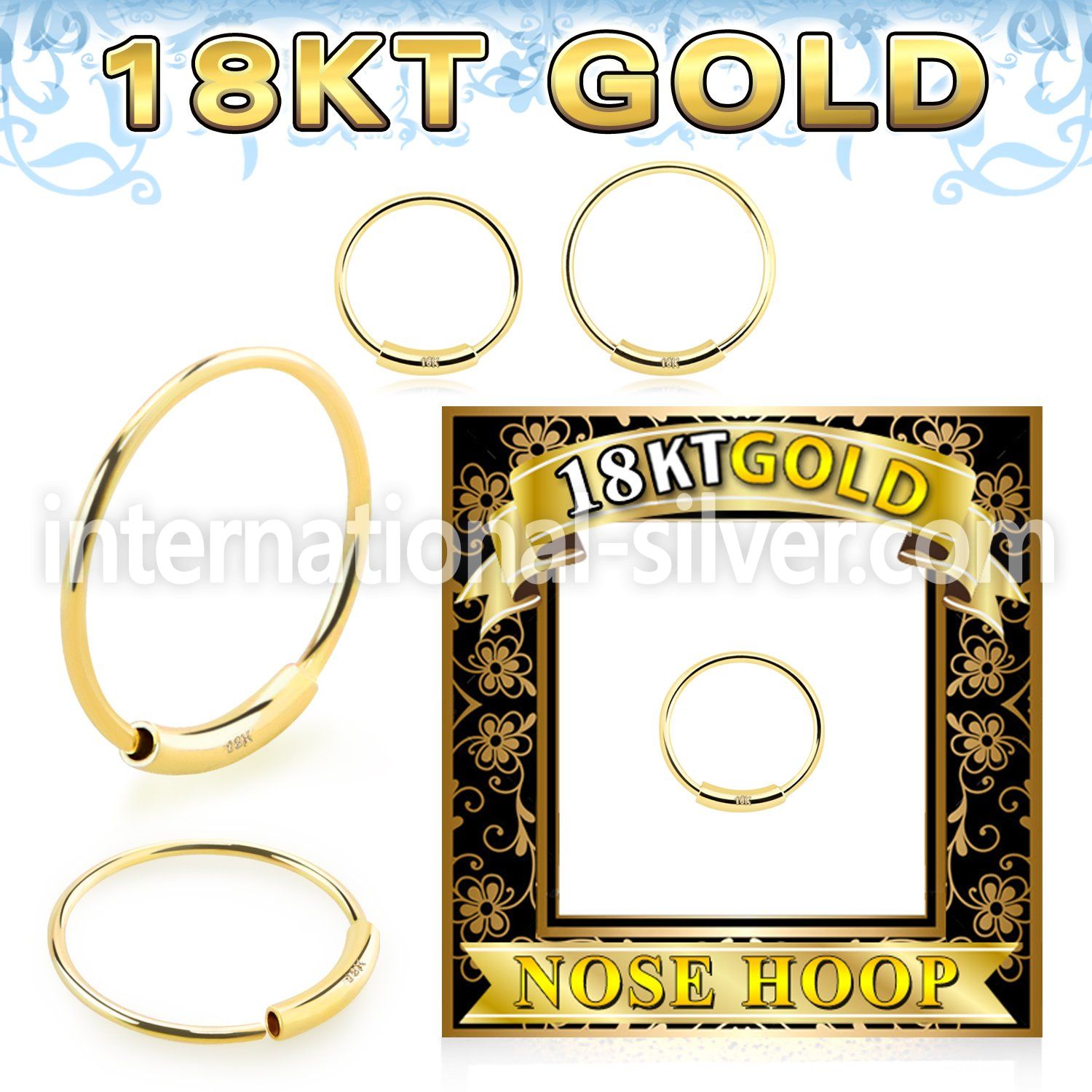g18end 18 karat yellow gold endless nose hoop ring 22g