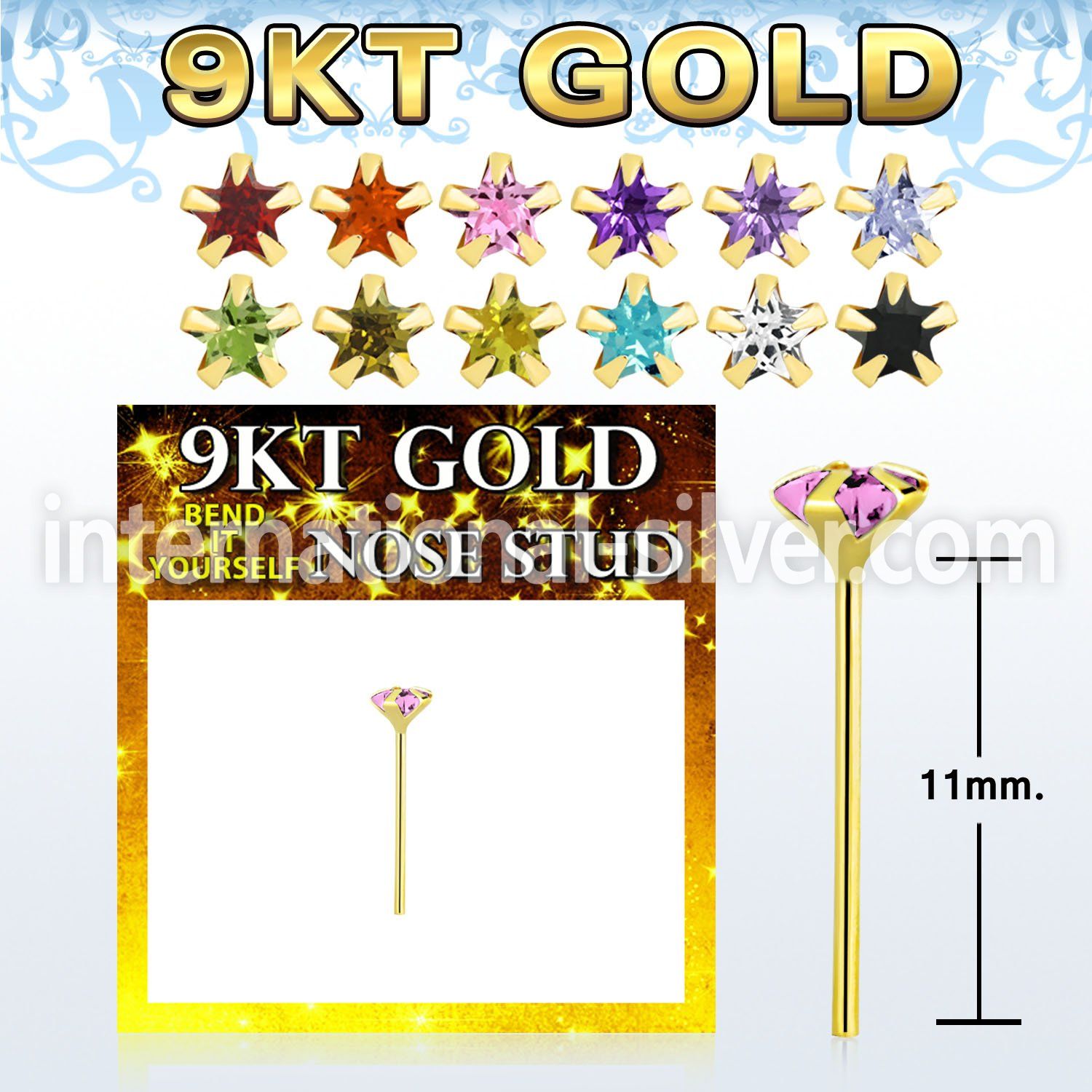 g9yzsm1 gold bend it yourself nose studs nose piercing