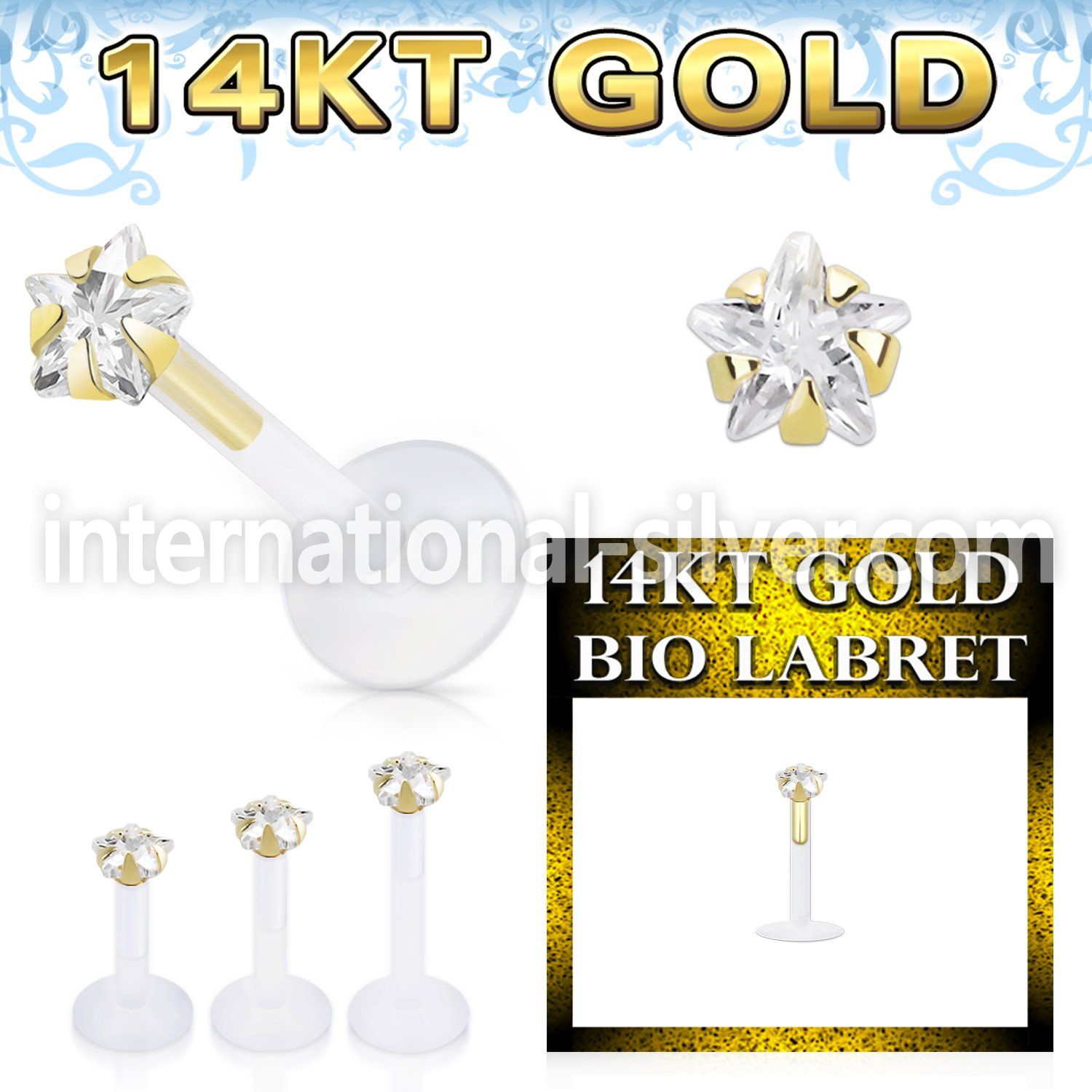 gbizsrm clear ptfe flexible labret star cubic zirconia stone