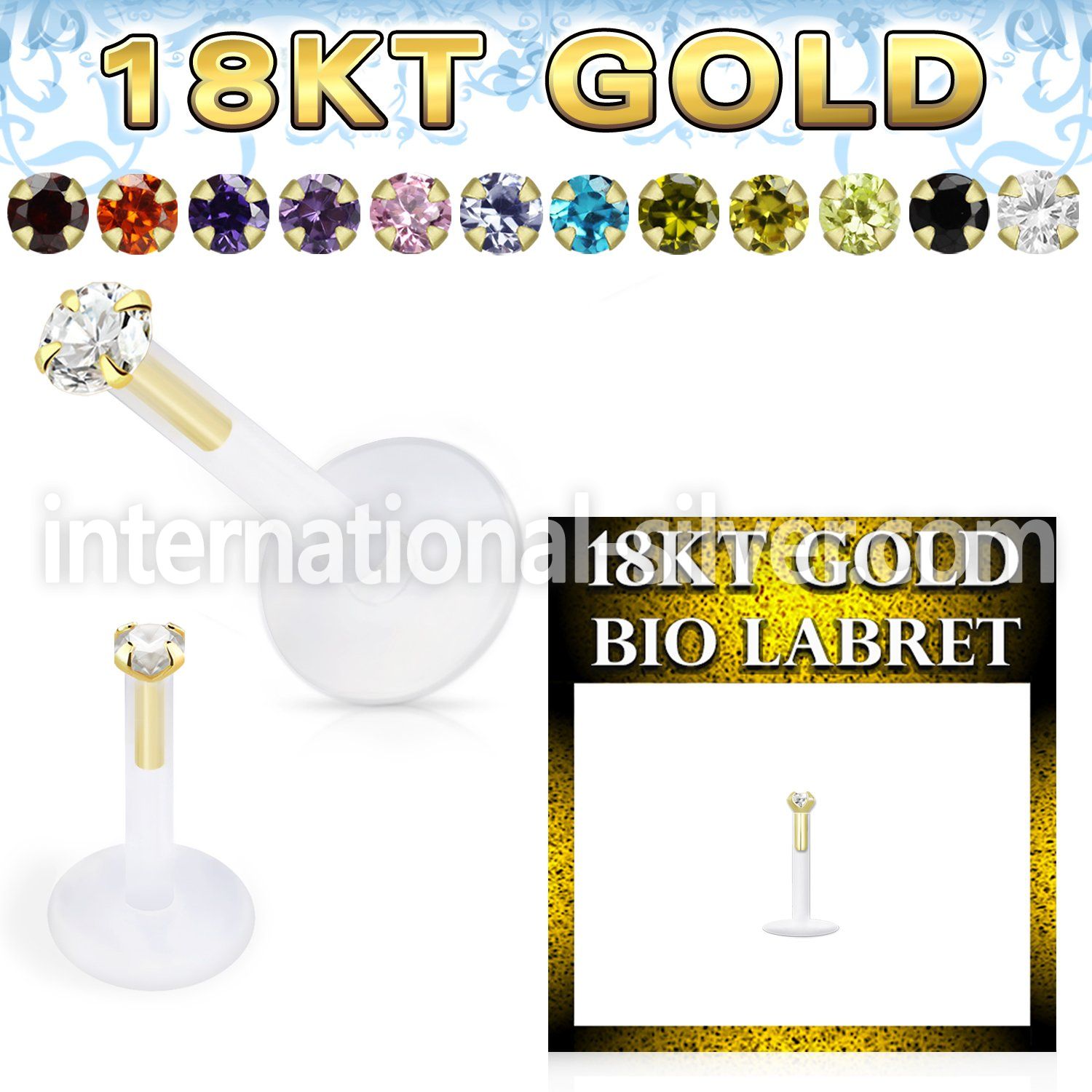 ggbizms clear flexi ptfe labret 16g 18k threadless push in