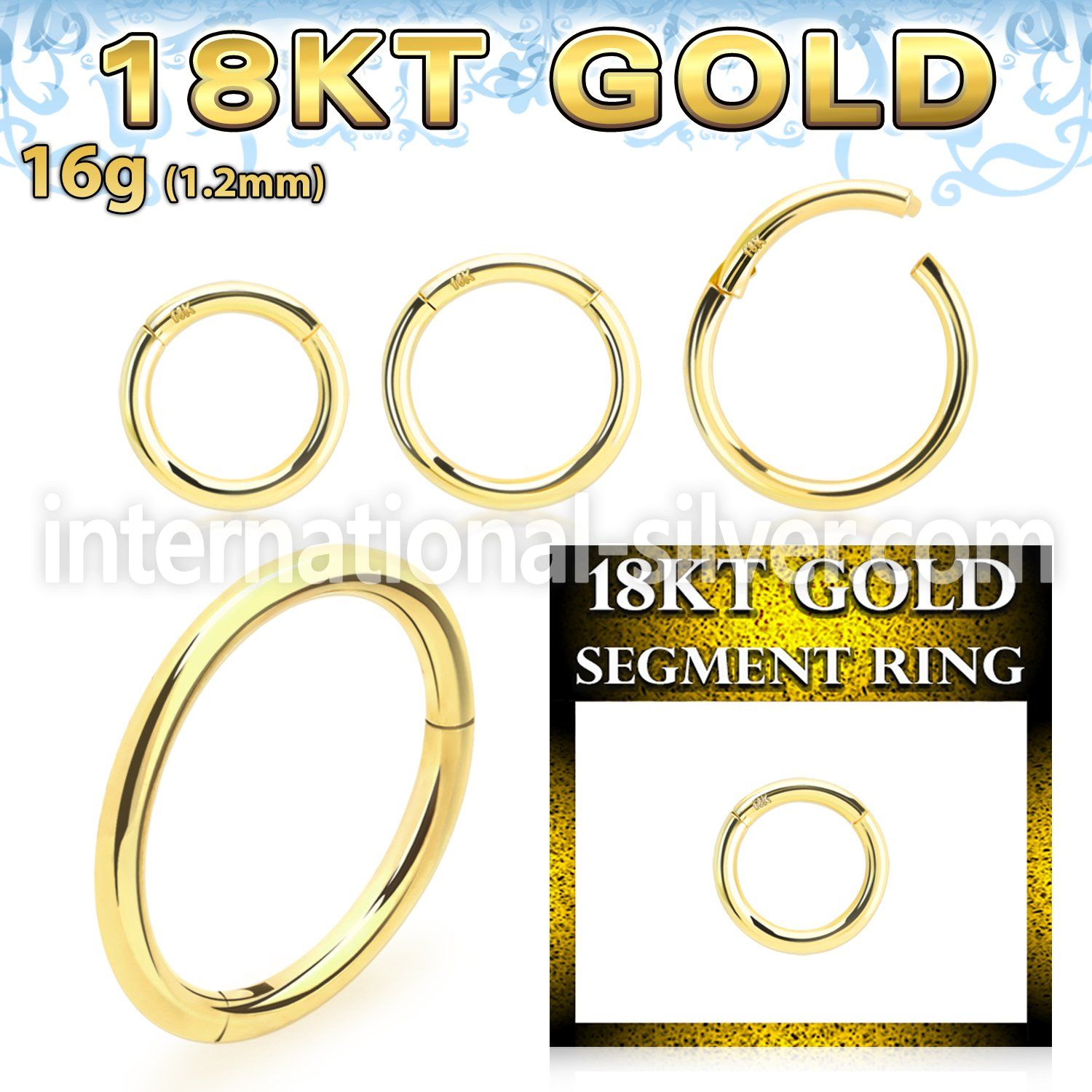 ggsegh16 18 karat yellow gold hinged segment hoop 16g