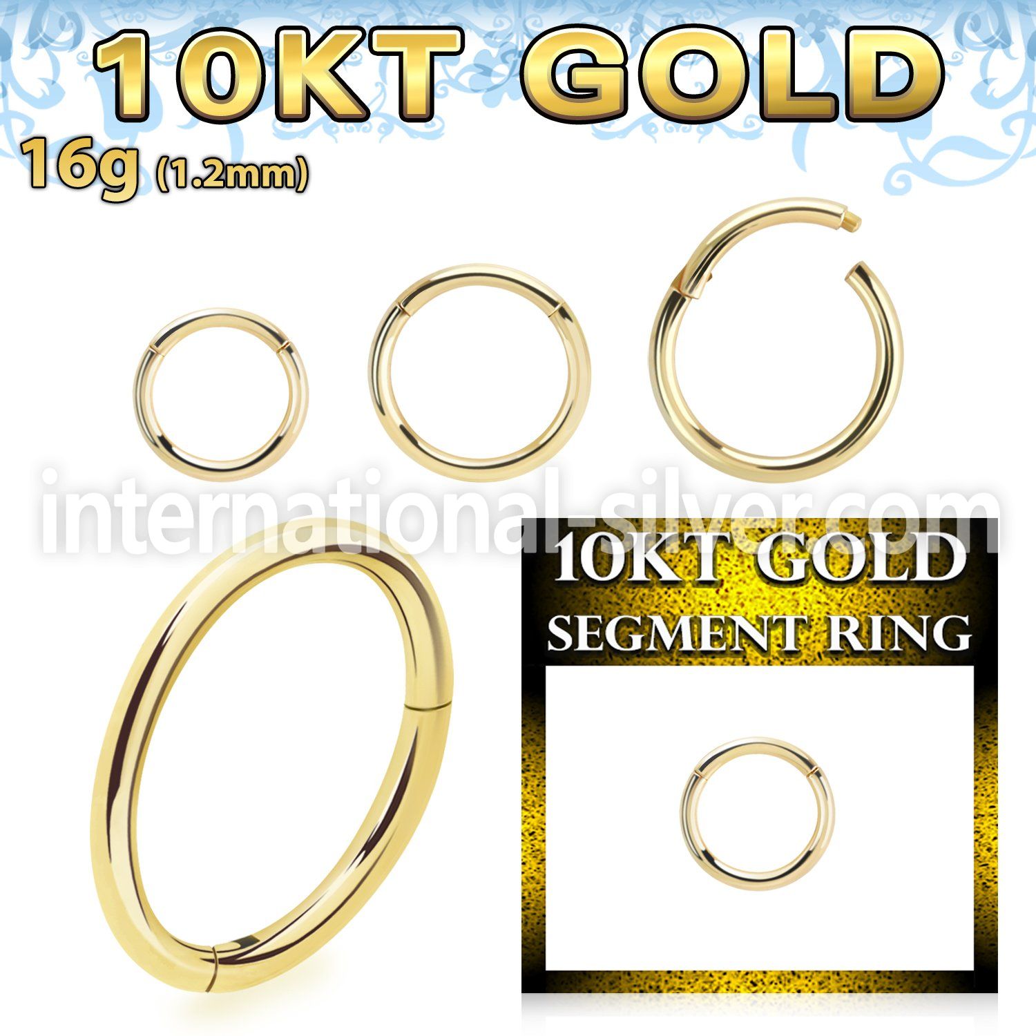 gisegh16 10 karat yellow gold 16g hinged segment hoop