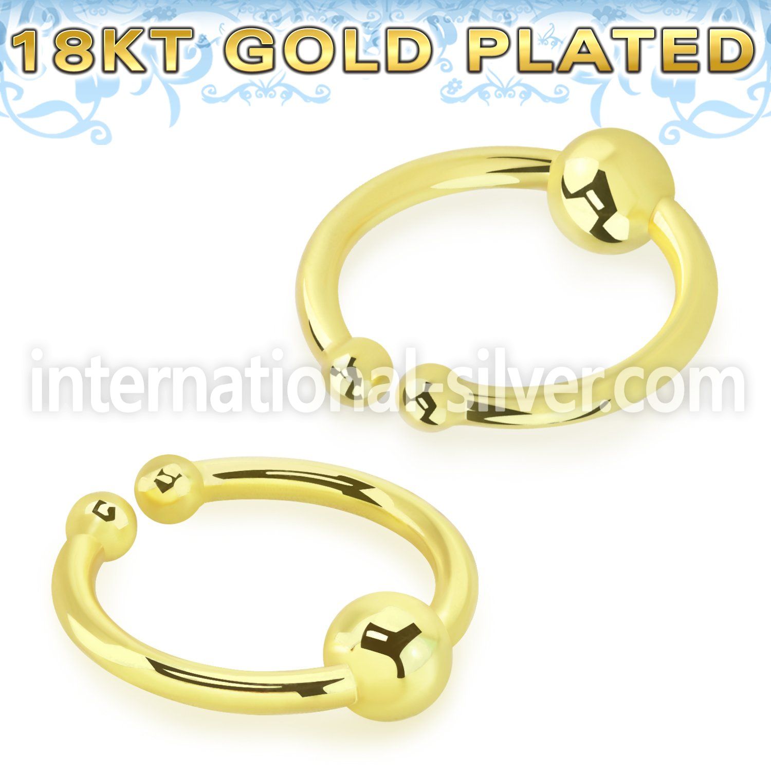 gpsepn 18k gold plated silver fake septum ring with 3mm ball