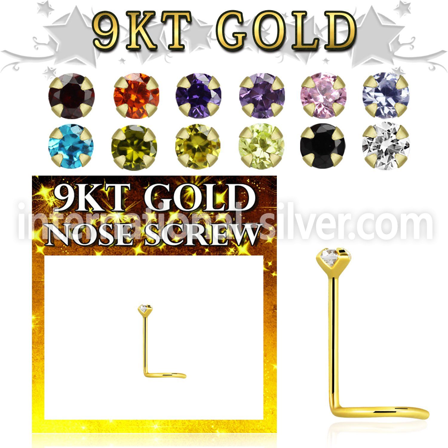 gsczm9 l shape nose studs gold 