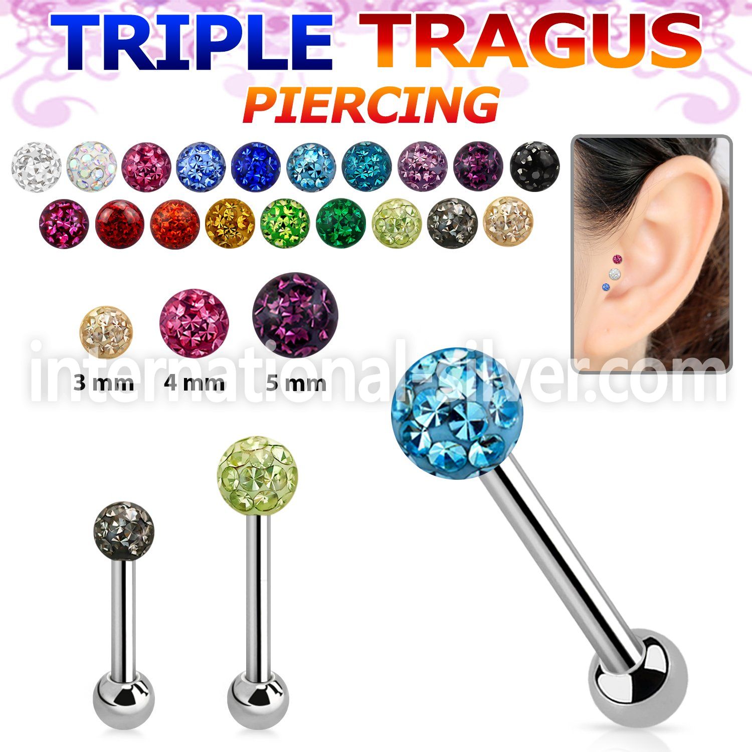 hexcfr straight barbells surgical steel 316l tragus