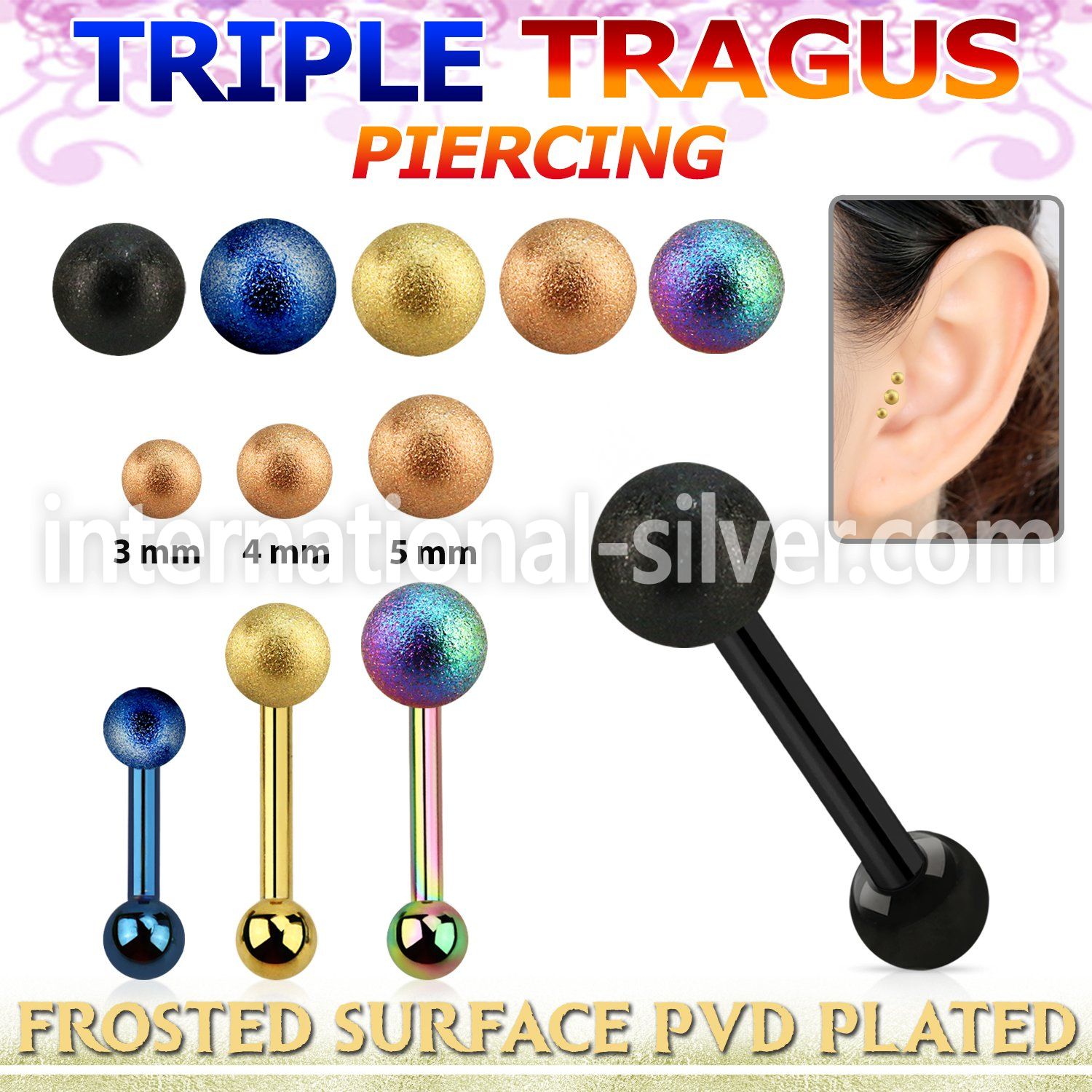 hextifo straight barbells anodized surgical steel 316l helix