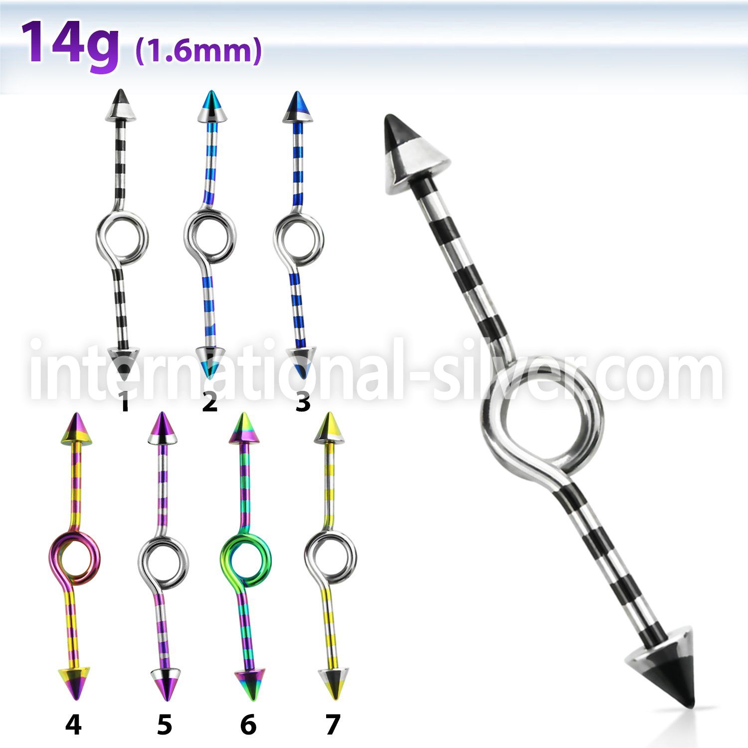 idbtn14 straight barbells anodized surgical steel 316l 