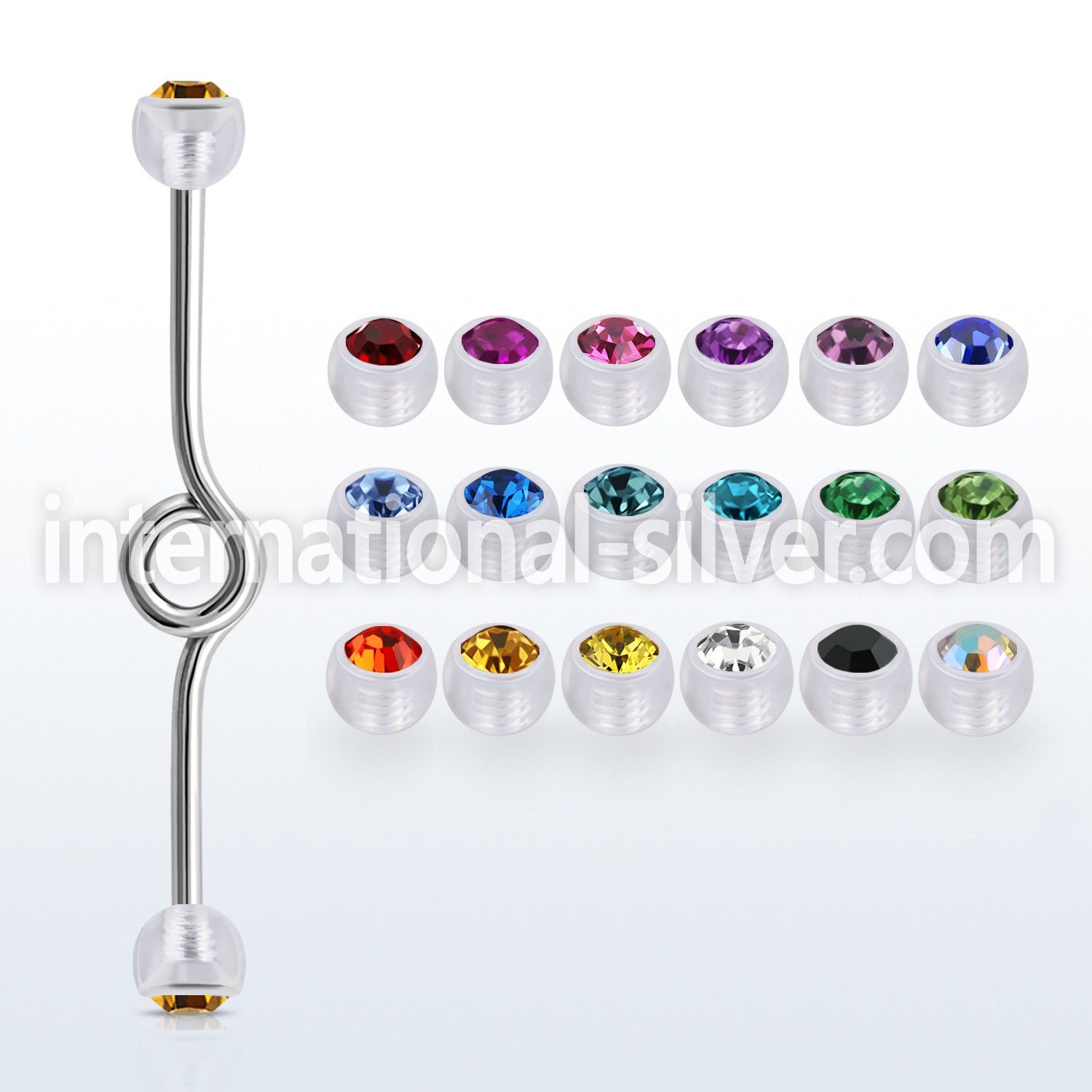 inbajb5 straight barbells surgical steel 316l with acrylic parts helix