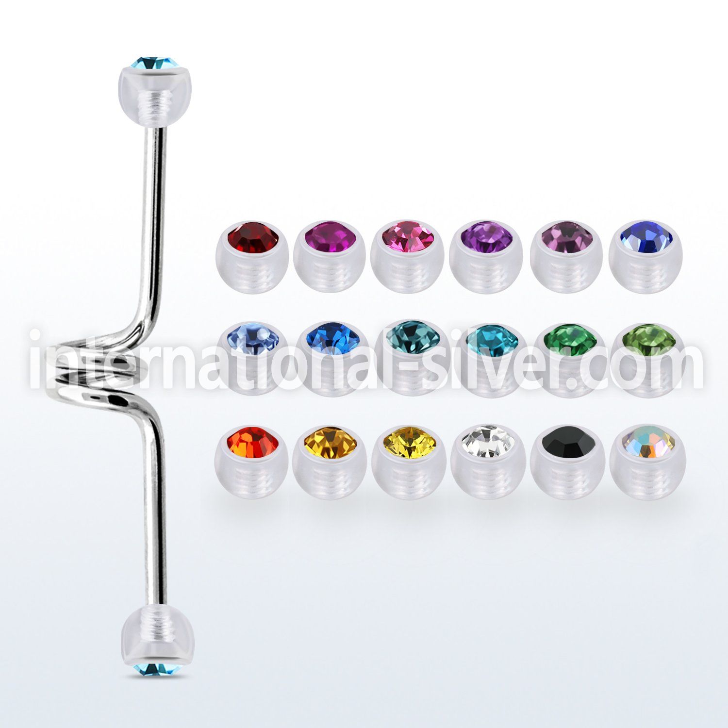 incajb5 straight barbells surgical steel 316l with acrylic parts helix