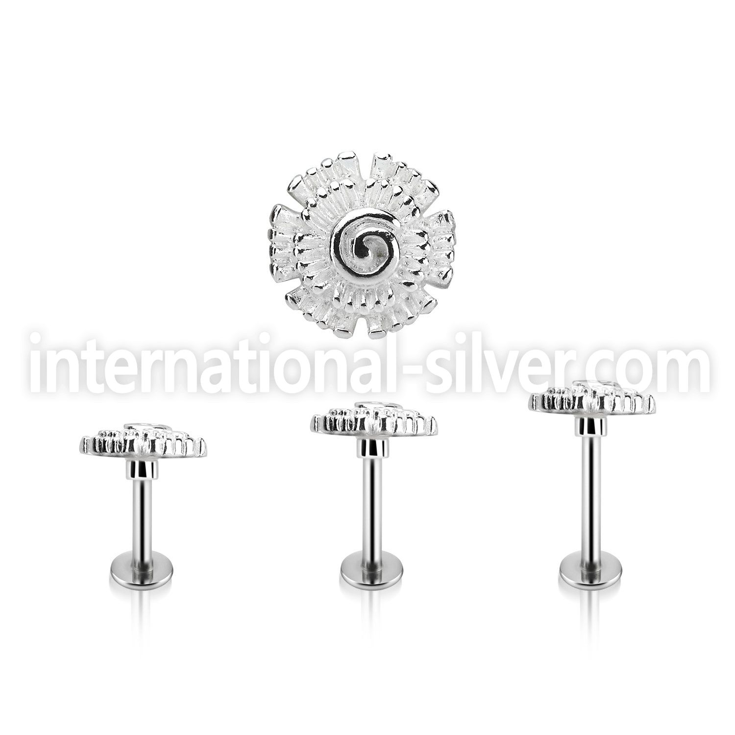 lbfw3 steel labret w a plain flower upper part