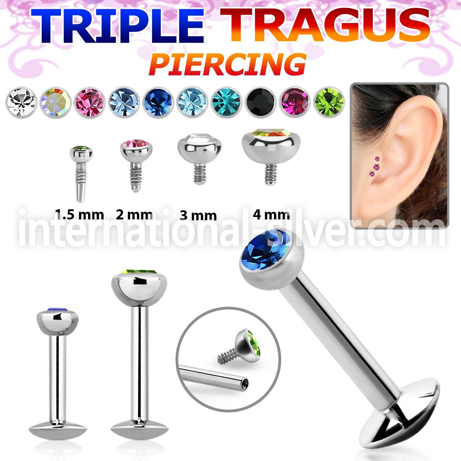 lbirc labrets lip rings surgical steel 316l tragus