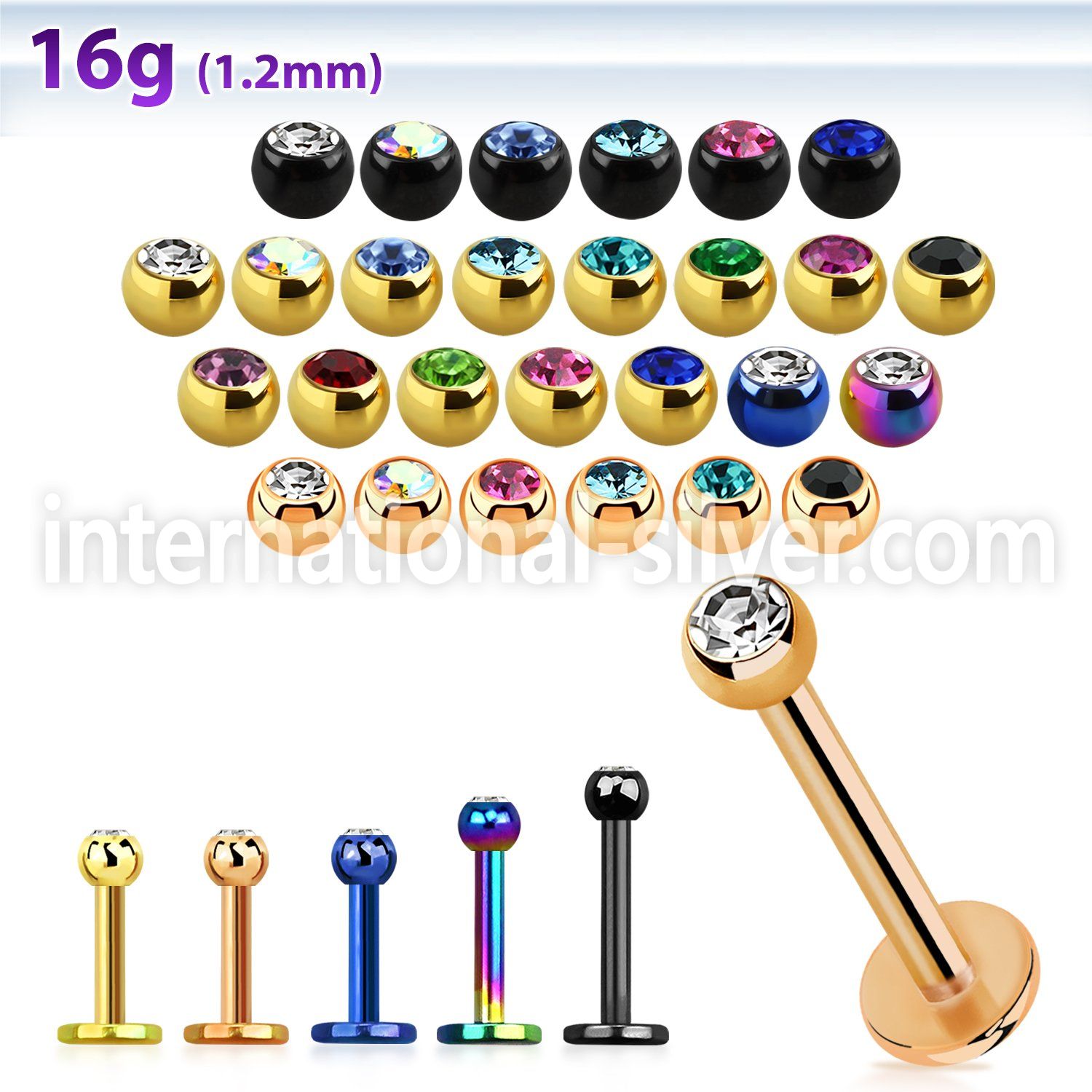 lbtjb25 labrets lip rings anodized surgical steel 316l labrets chin