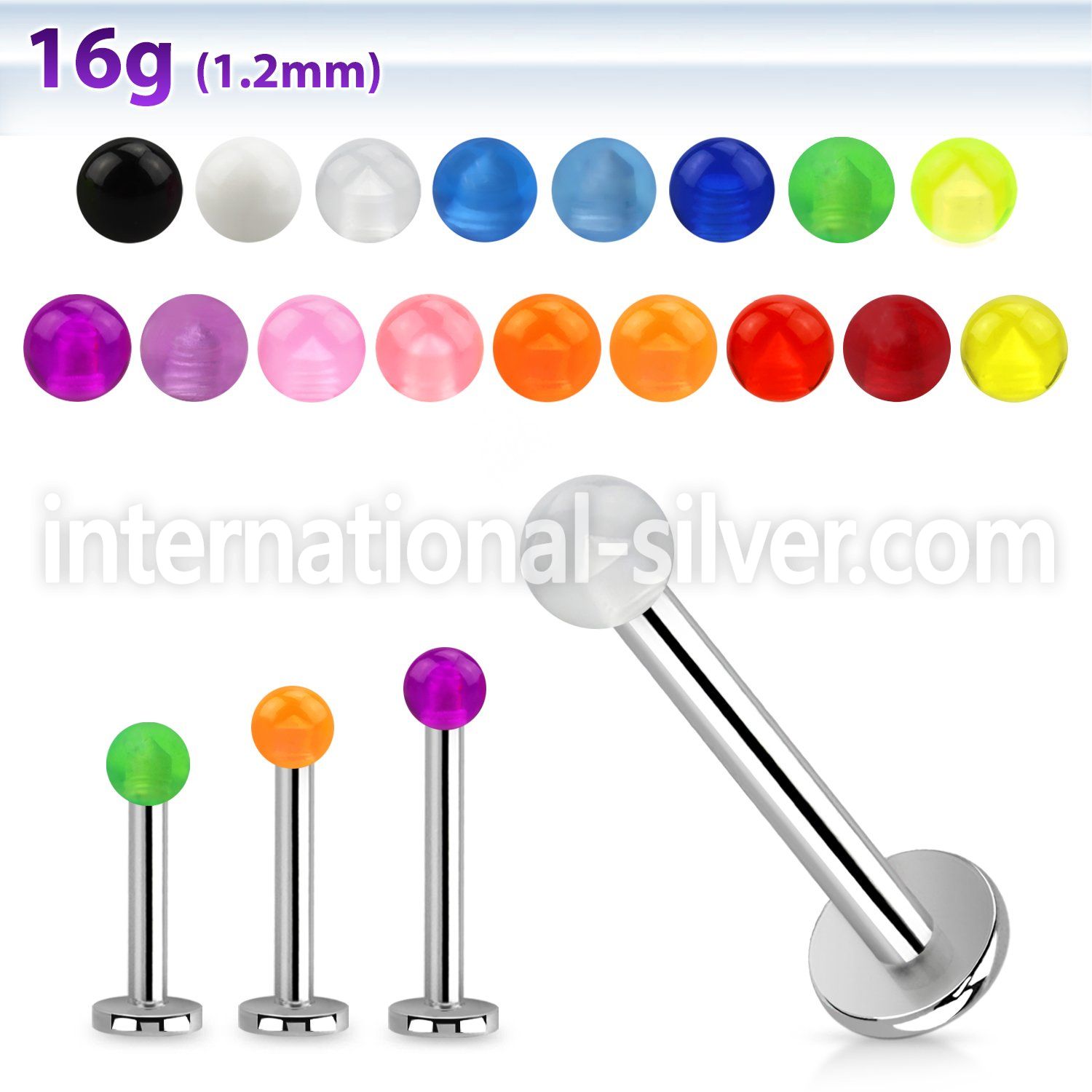 lbuvb3 labrets lip rings surgical steel 316l with acrylic parts labrets chin