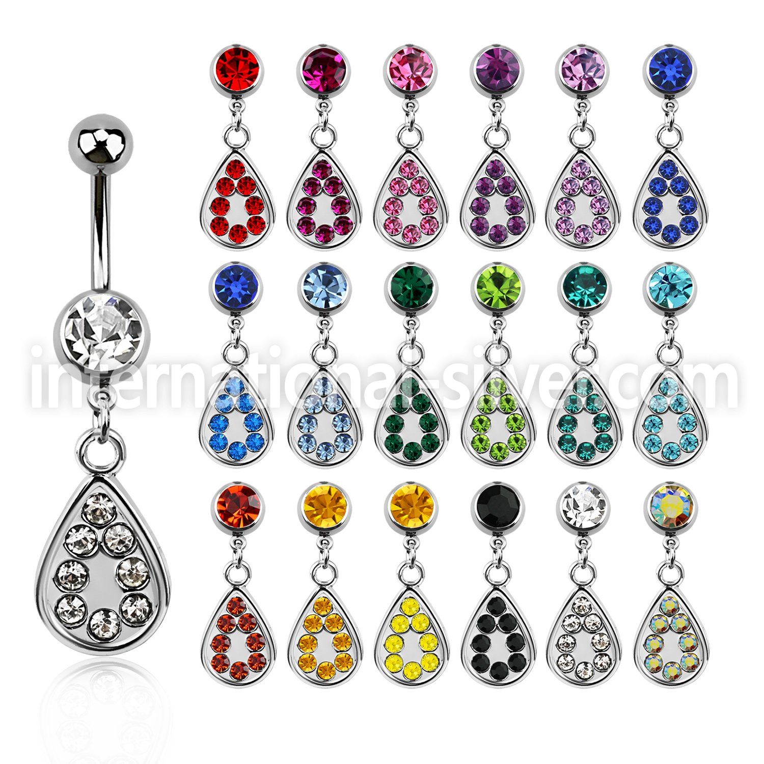 mcd403 316l steel belly banana with dangling teardrop