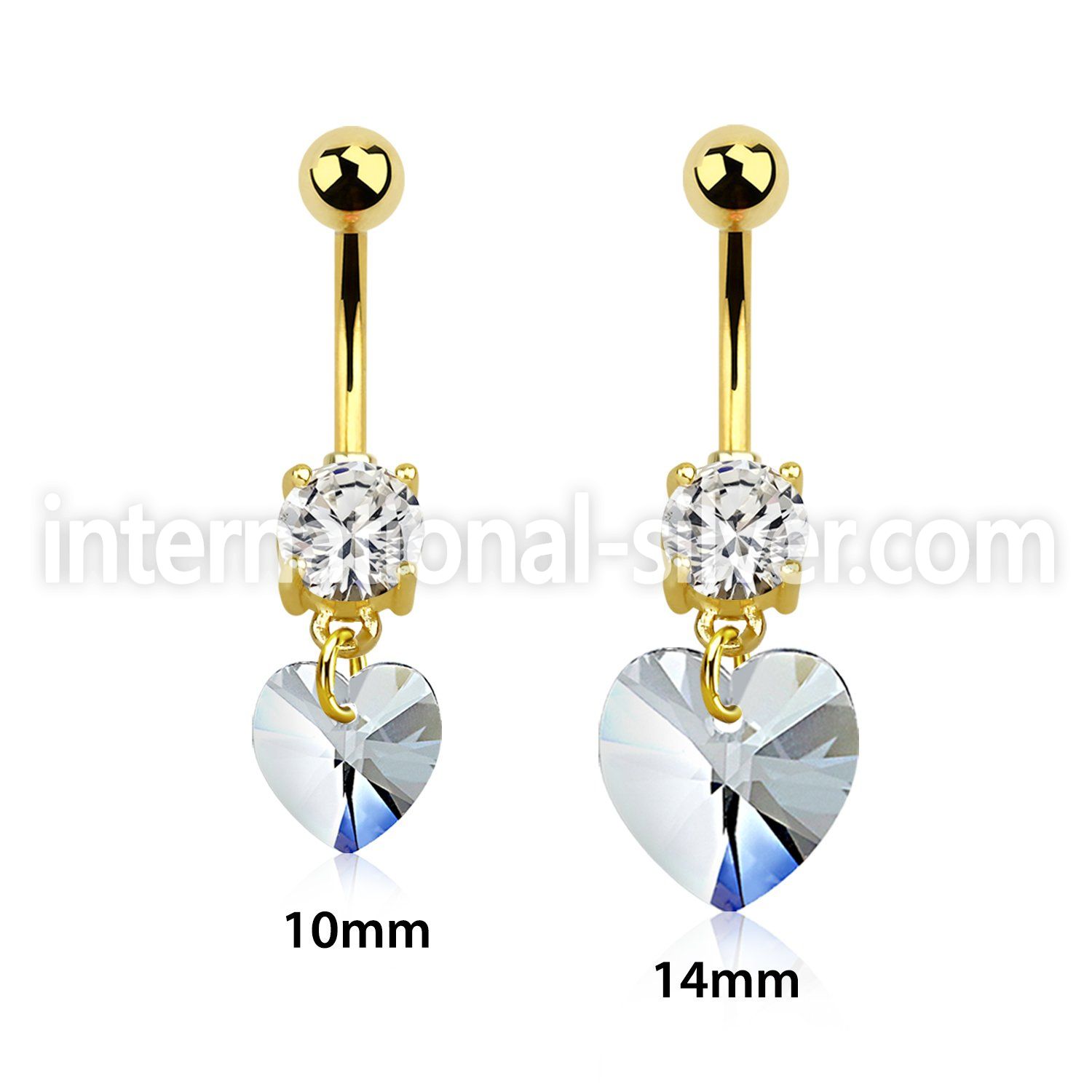mdk715 anodized steel belly button curved barbell cz heart