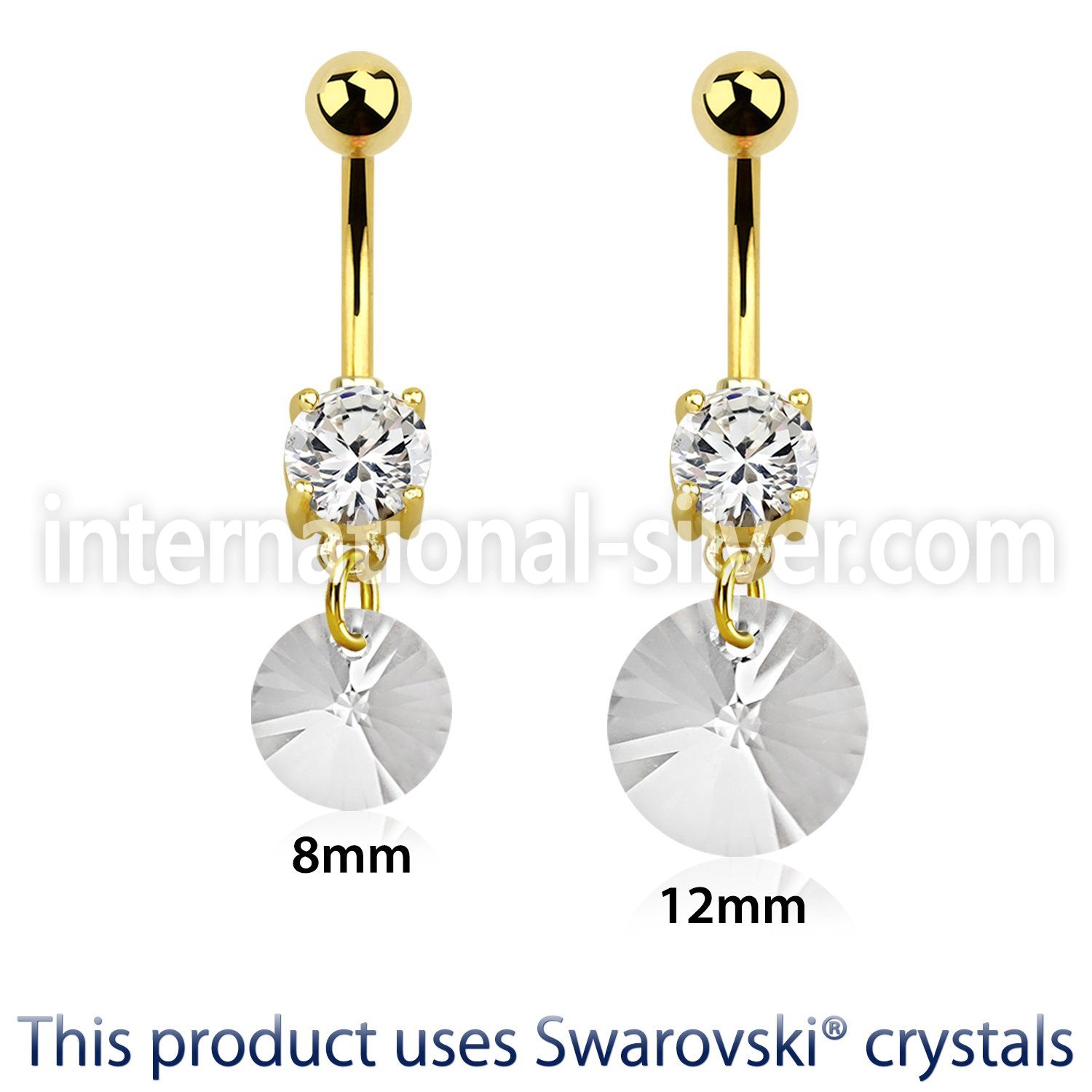 mdk718 anodized plating steel belly barbell swarovski gem