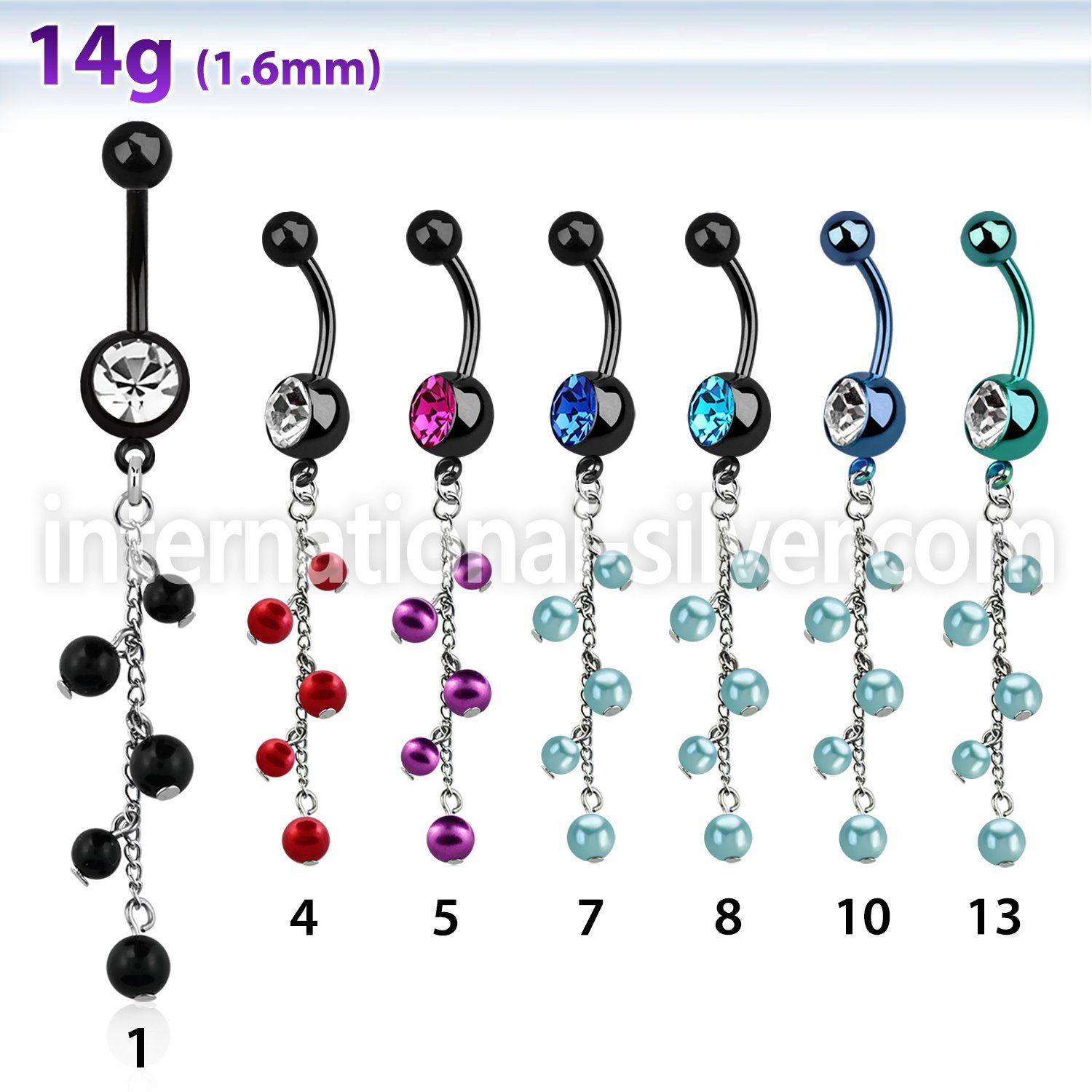 mdkdpr7 belly rings anodized surgical steel 316l belly button