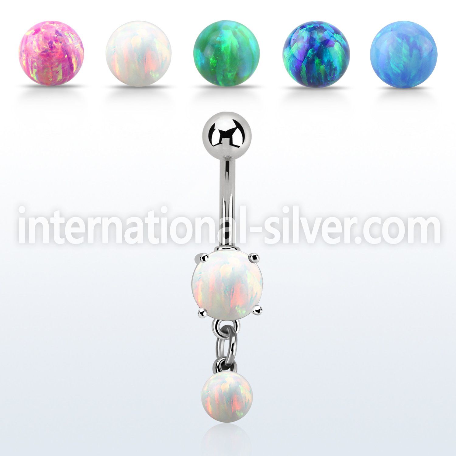 moopb5 steel belly banana w 7mm opal dangling 5mm opal ball