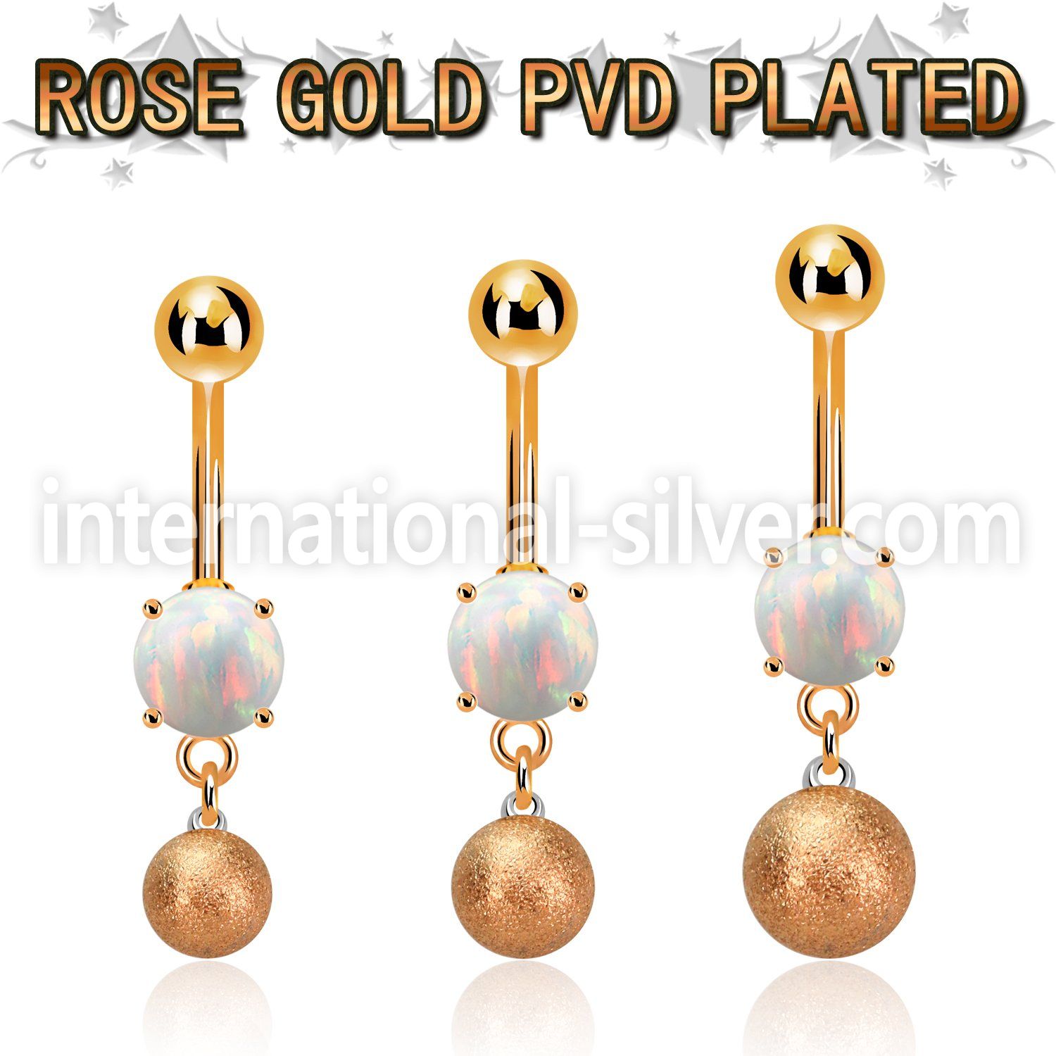 mrofott rose gold steel belly banana w opal a 8mm frosted ball