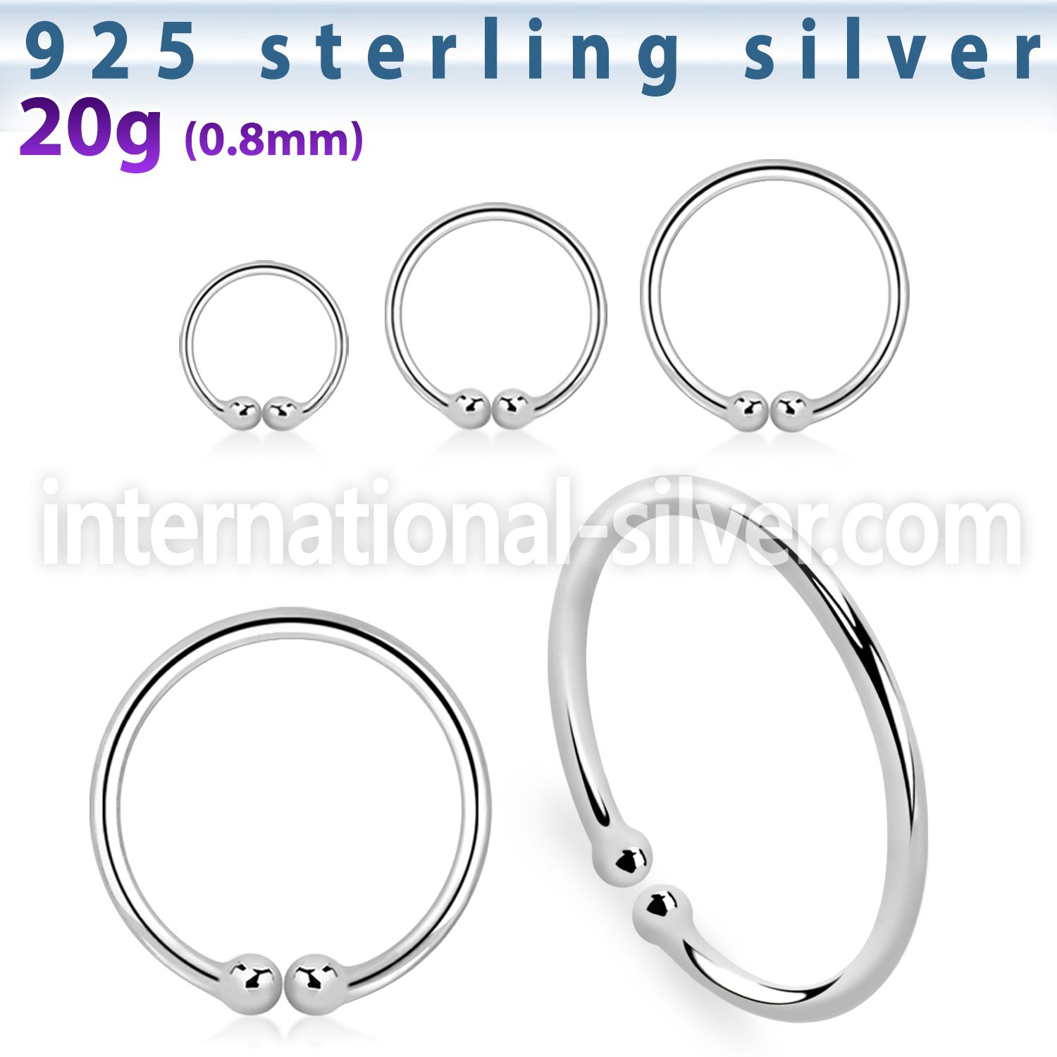 nc fake illusion hoops silver 925 belly button