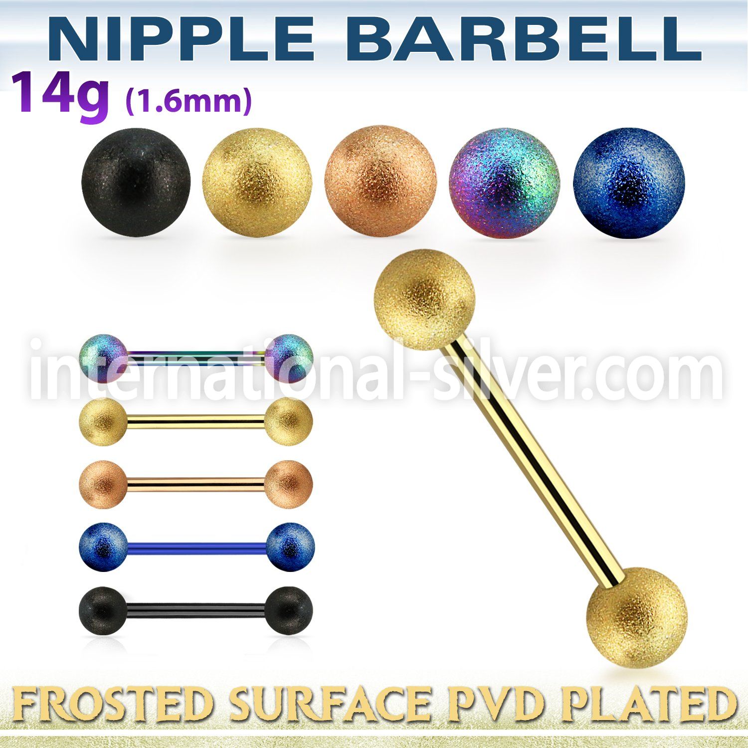 nptfo5 straight barbells anodized surgical steel 316l nipple