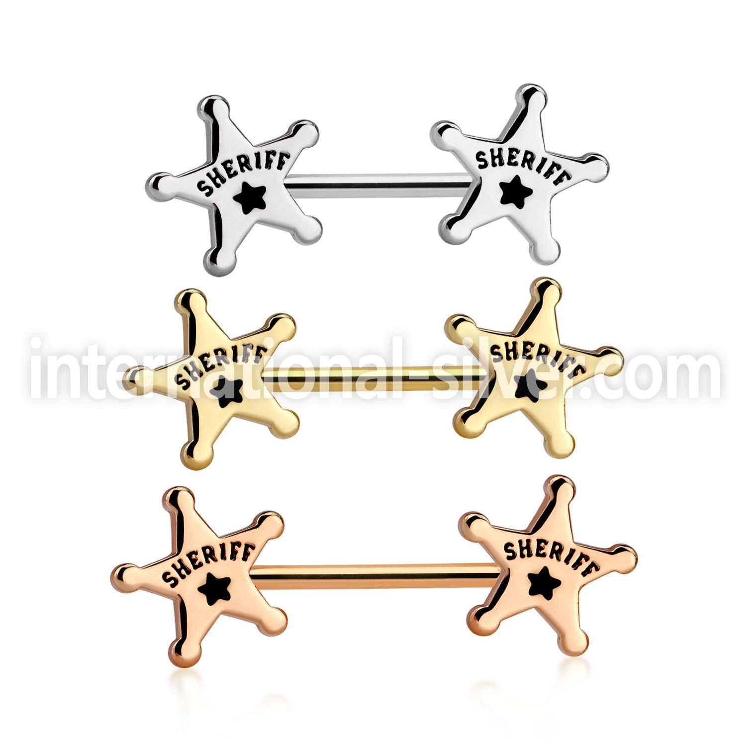nptsh21 anodized plating steel straight barbell sheriff star