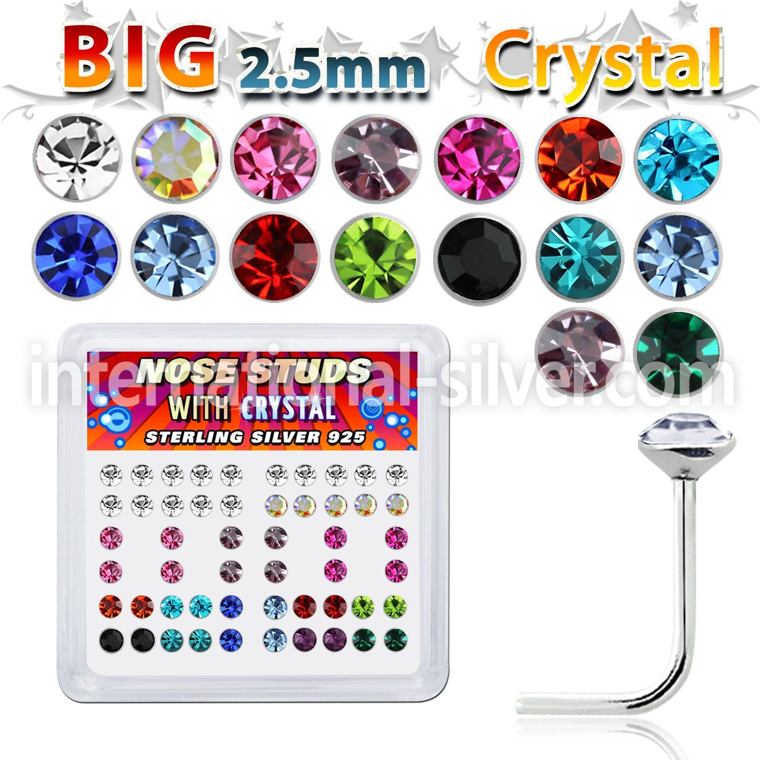 ns19mx l shape nose studs silver 925 nose