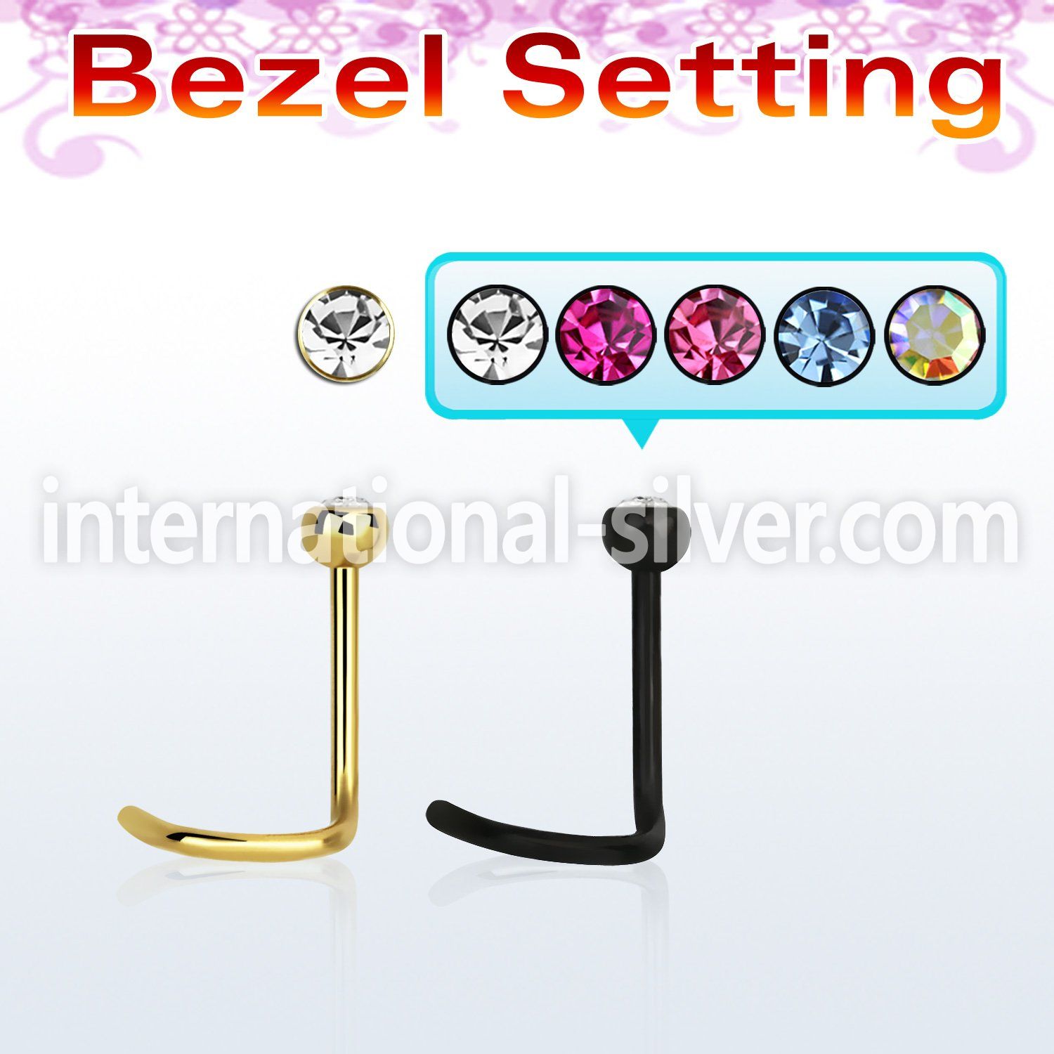 nscbt25 l shape nose studs anodized surgical steel 316l nose
