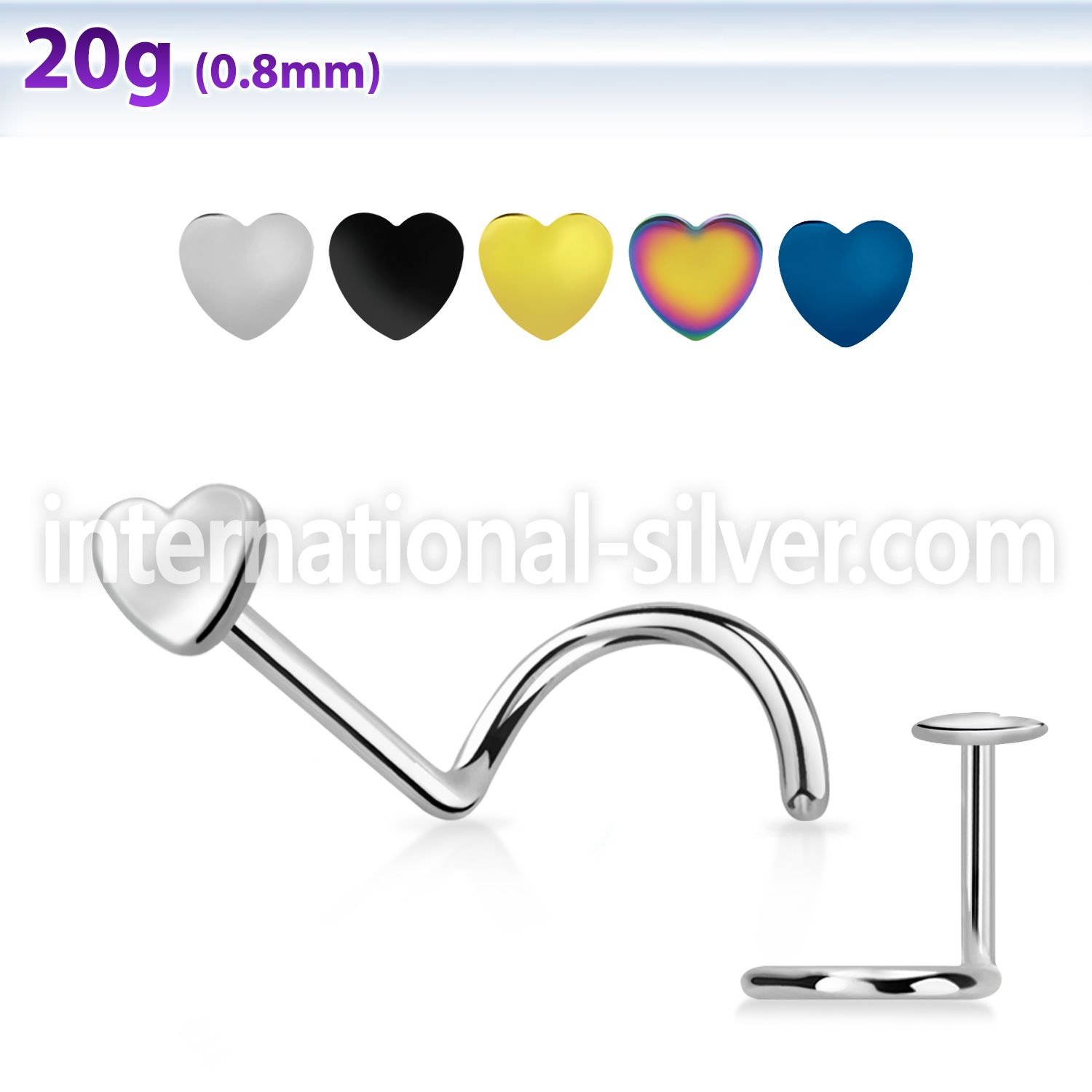 nscthr l shape nose studs anodized surgical steel 316l nose
