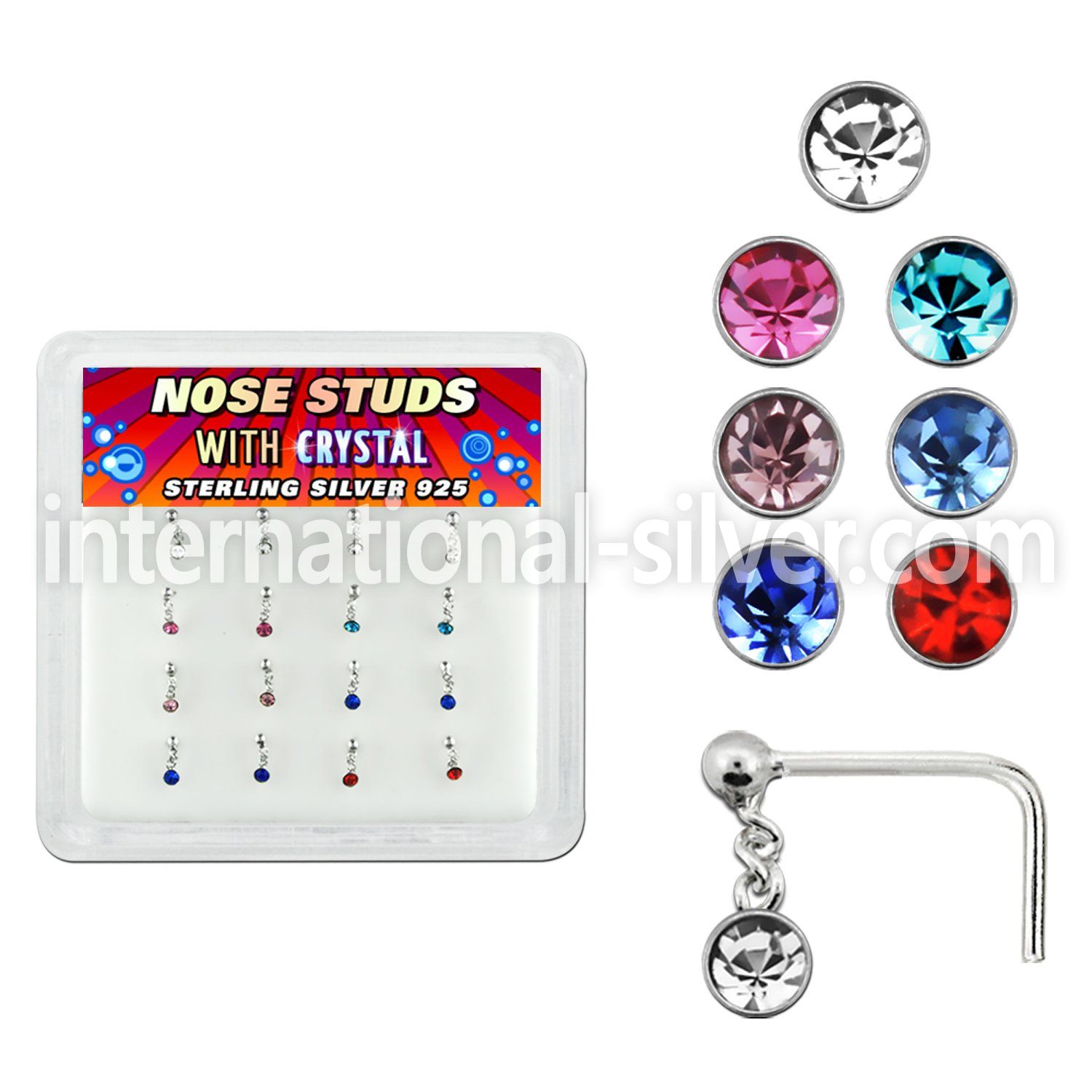nsdm16 l shape nose studs silver 925 nose