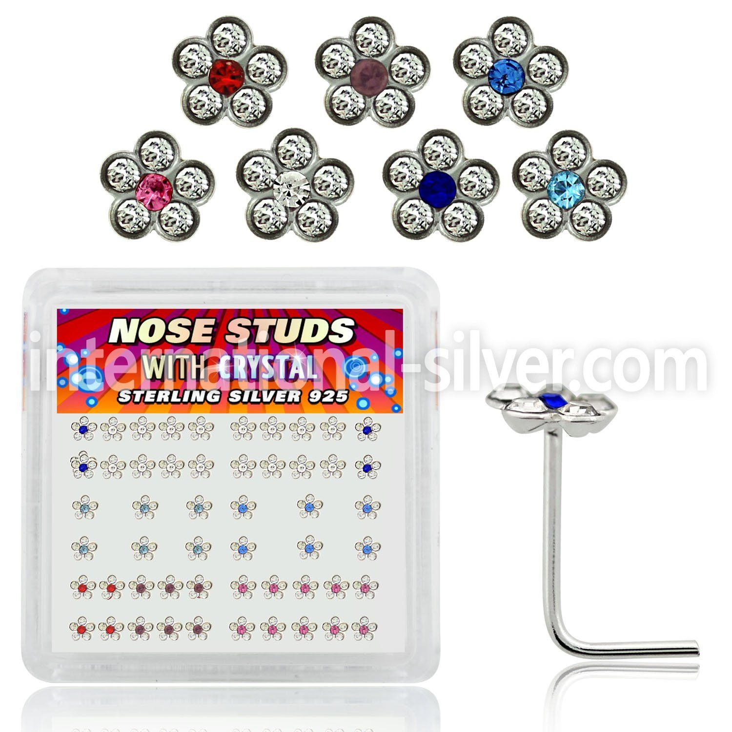 nsflbxs2 l shape nose studs silver 925 nose