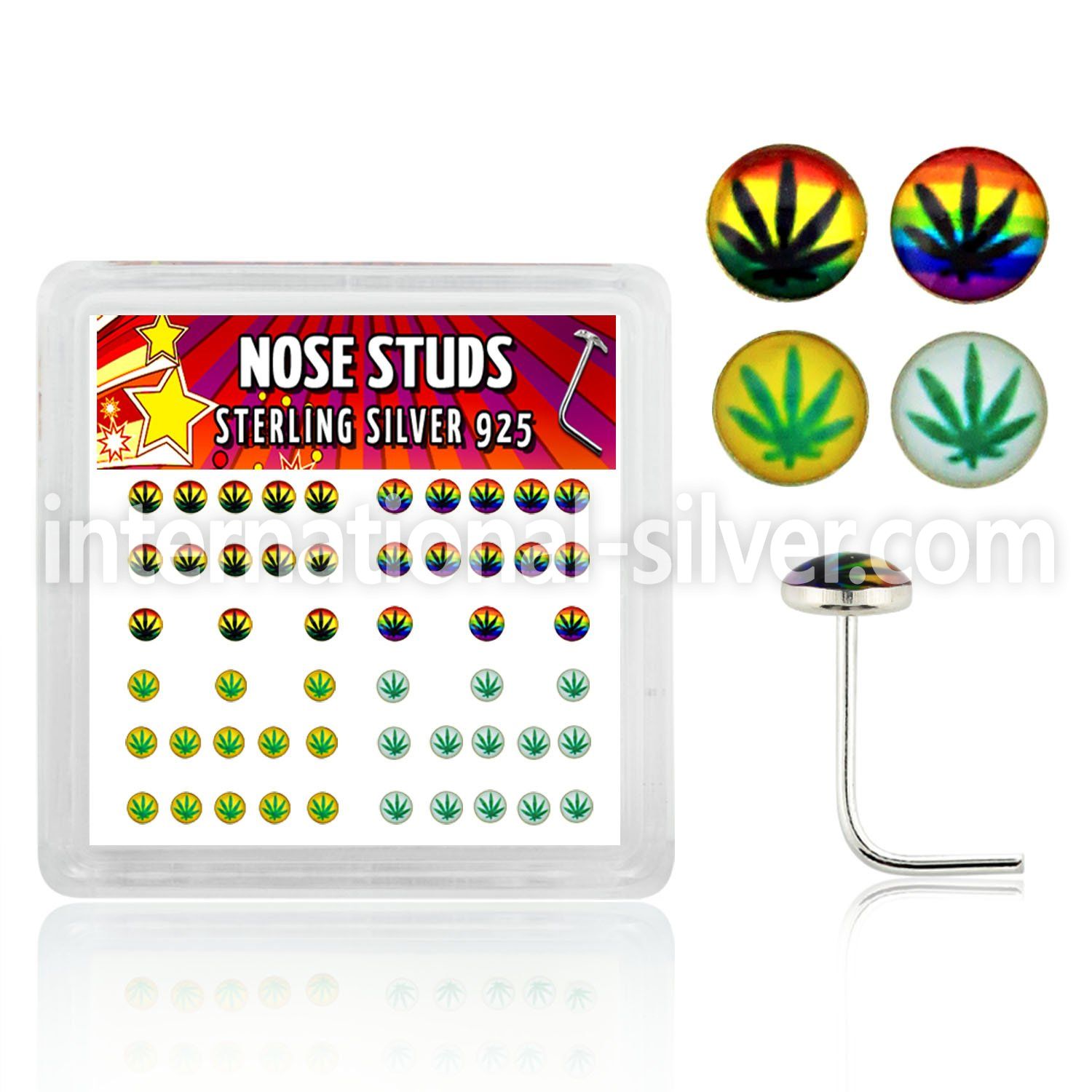 nslgx1 l shape nose studs silver 925 nose