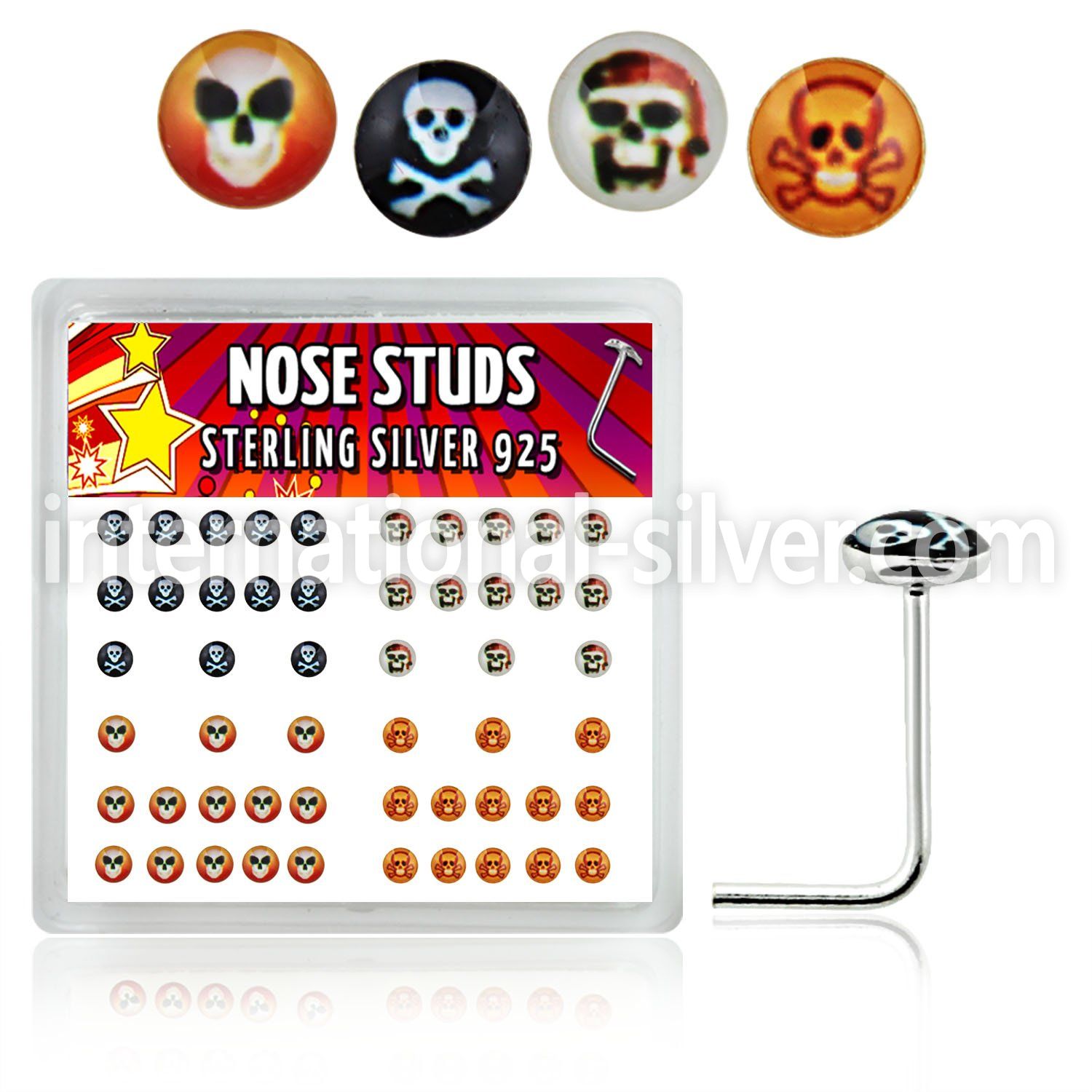 nslgx2 l shape nose studs silver 925 nose