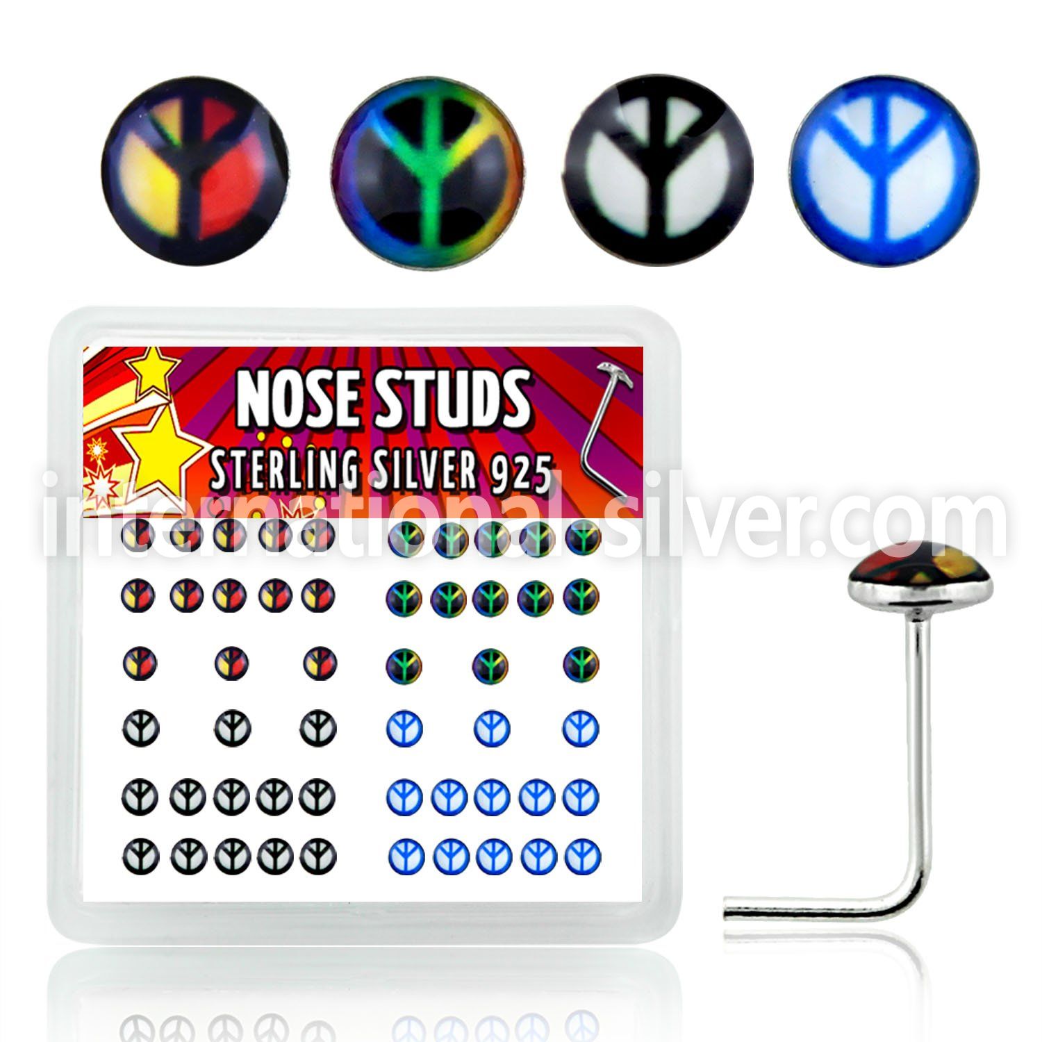 nslgx4 l shape nose studs silver 925 nose