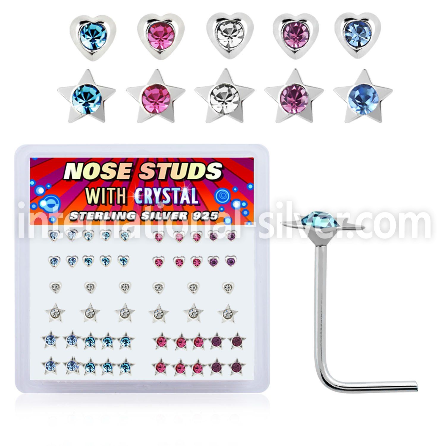 nsmhsm l shape nose studs silver 925 nose