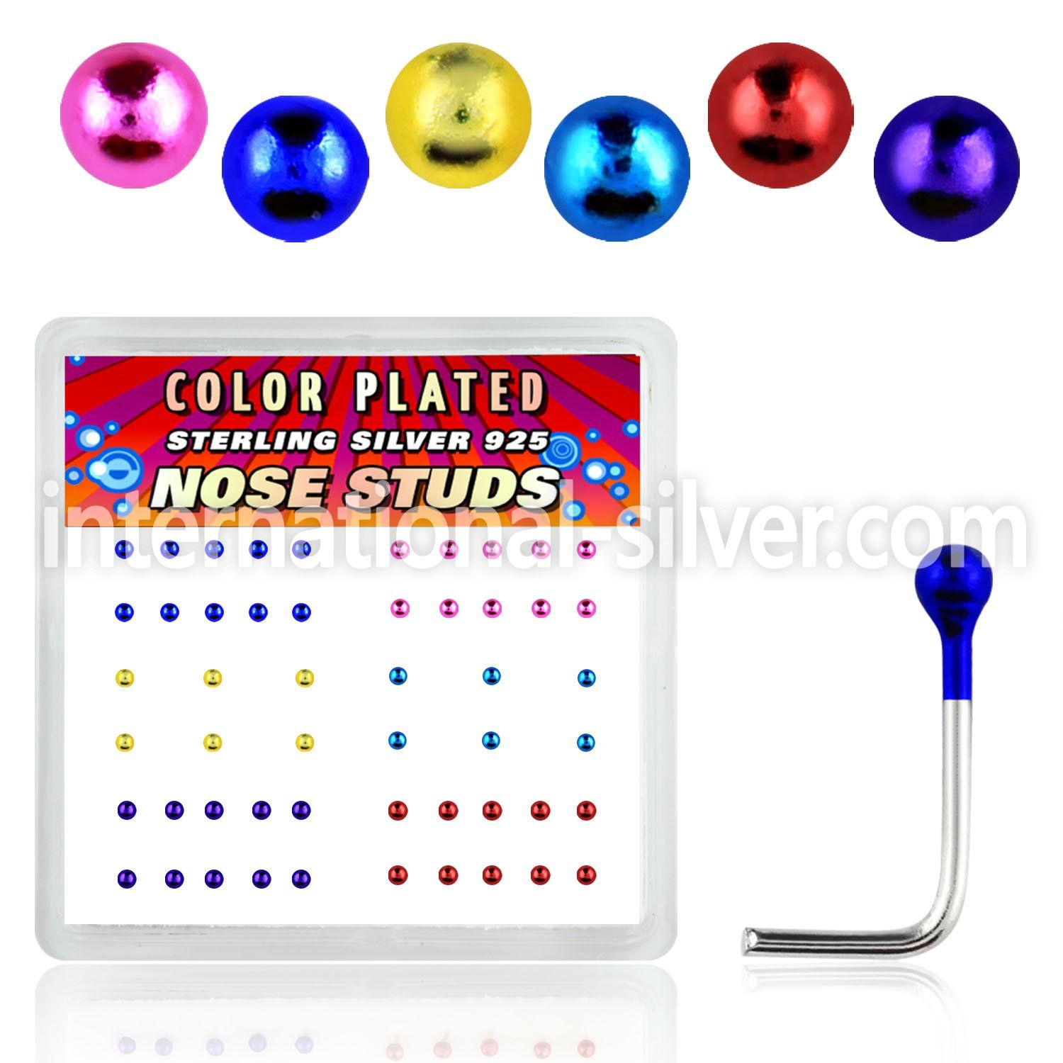 nsmtbx l shape nose studs silver 925 nose