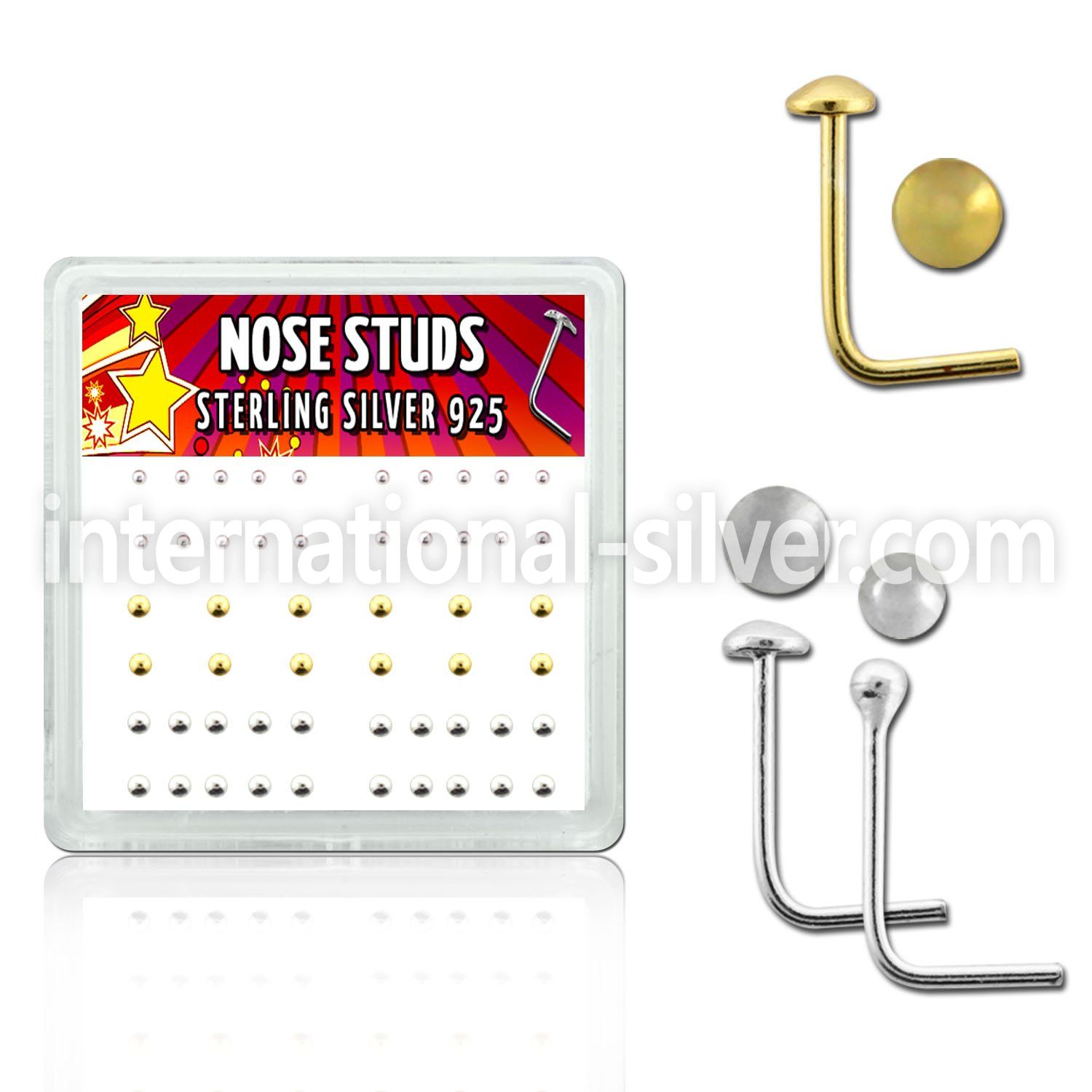 nsmx1 l shape nose studs silver 925 nose