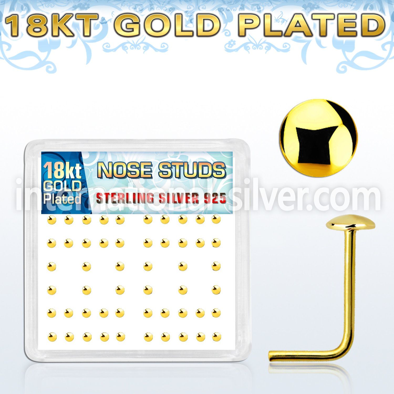 nsmx3rg l shape nose studs silver 925 nose