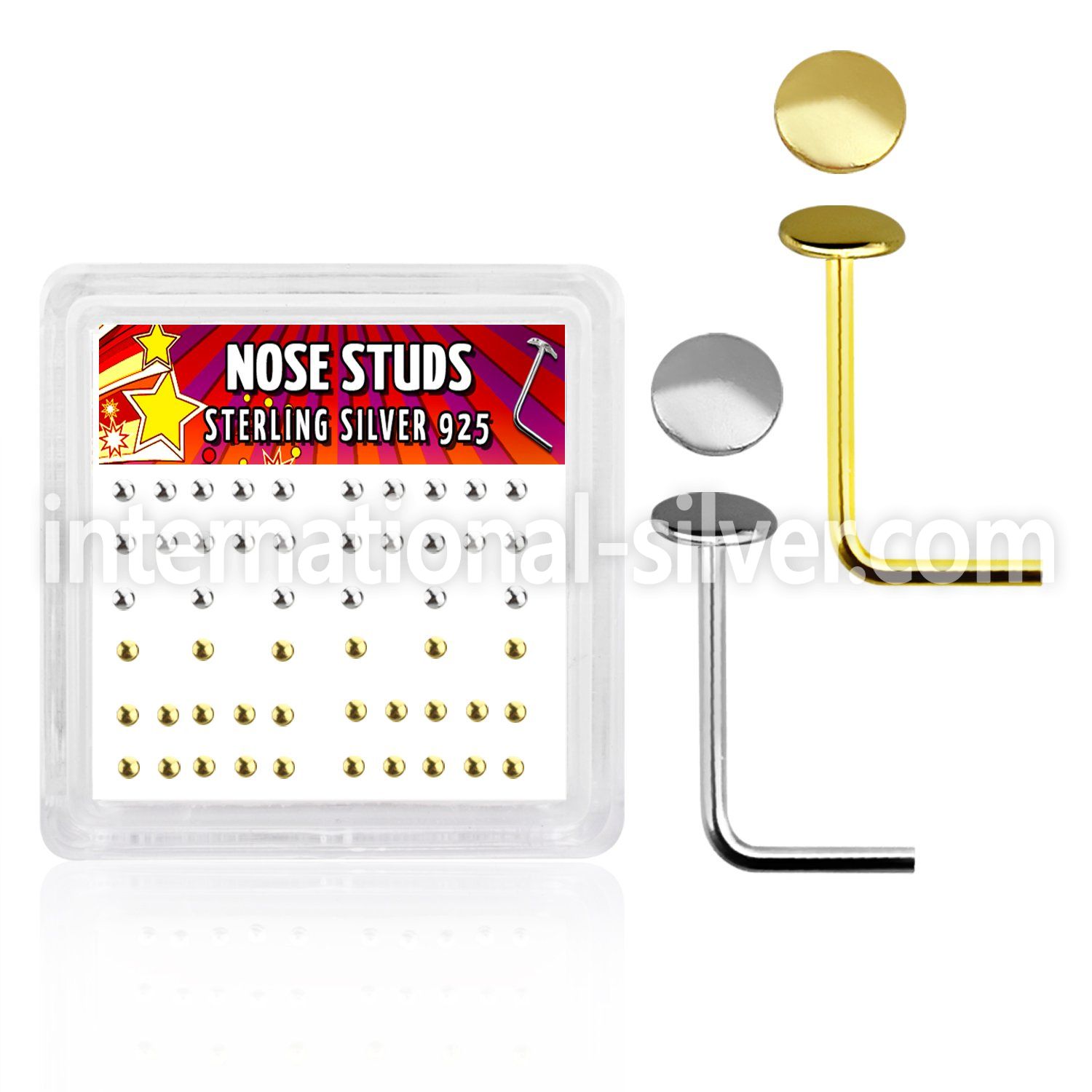 nsmx4 l shape nose studs silver 925 nose