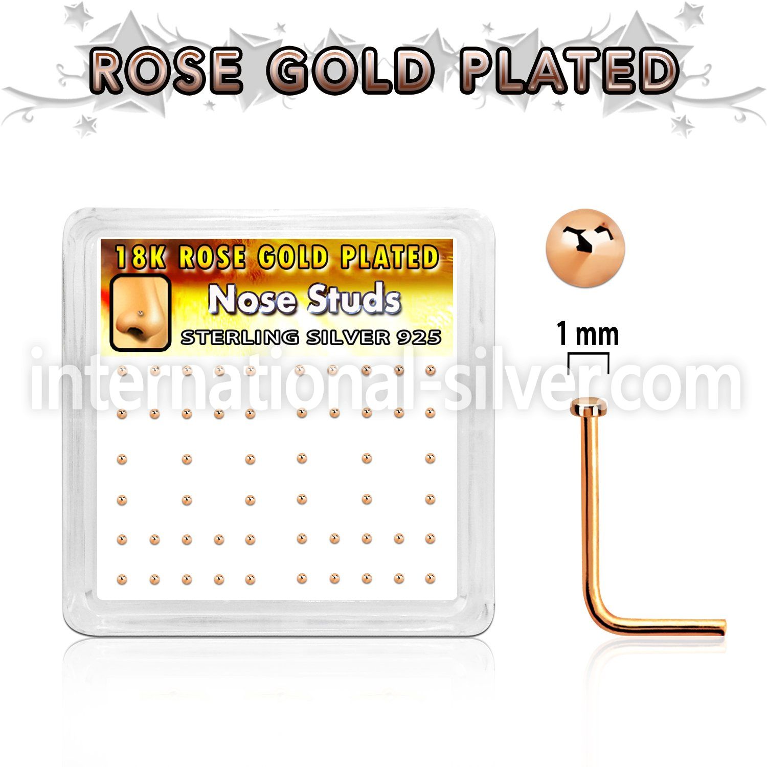 nsmx5rs silver nose studs w rose gold plating 1mm flat tops