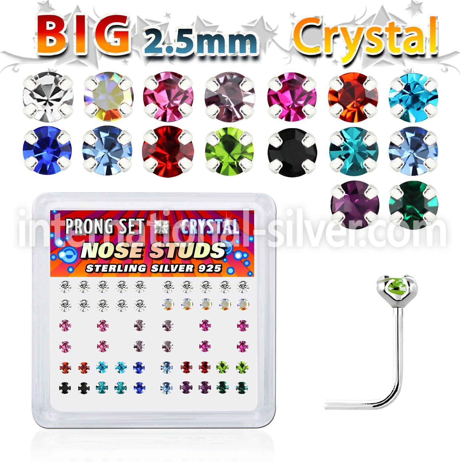 nsp19mx l shape nose studs silver 925 nose