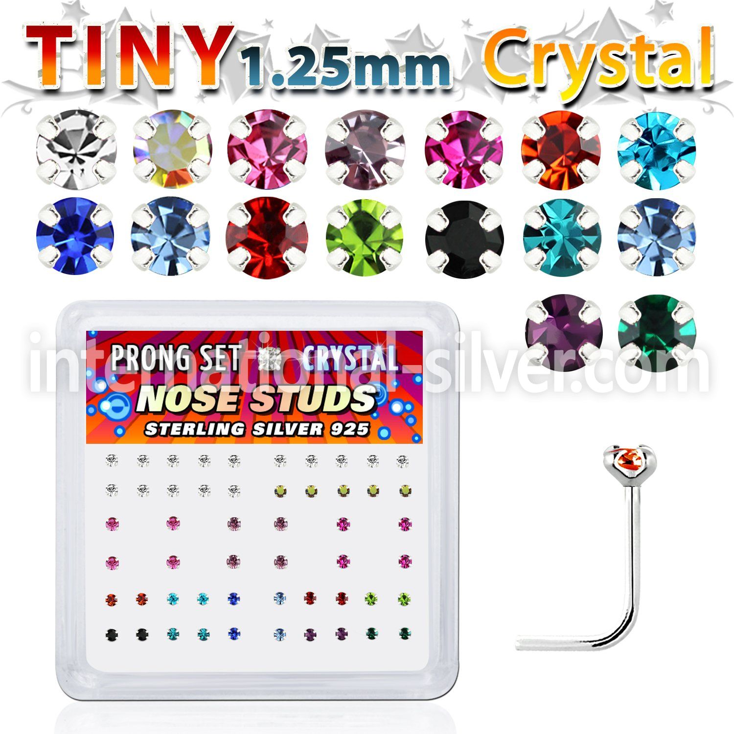 nsp6mx l shape nose studs silver 925 nose