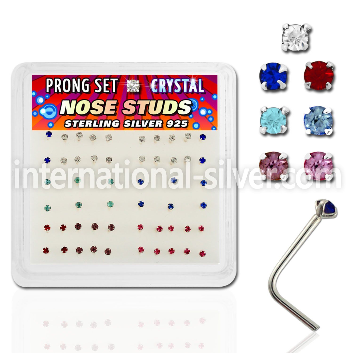 nspbm l shape nose studs silver 925 nose