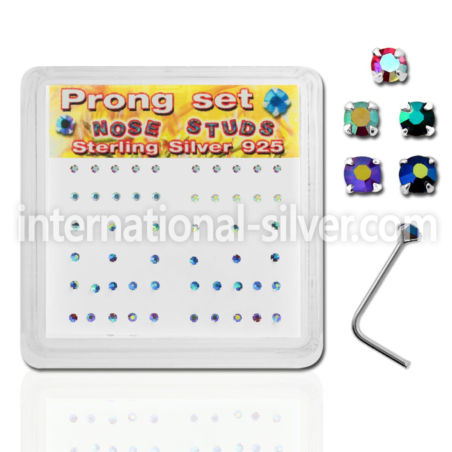 nspbxabm l shape nose studs silver 925 nose